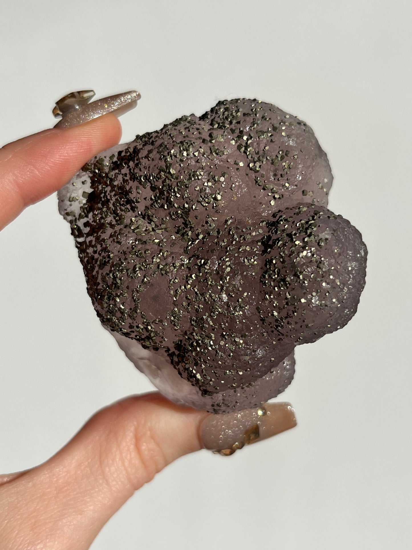 Botryoidal Purple Fluorite with Pyrite Specimen E