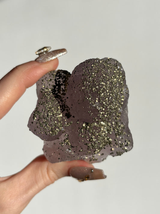 Botryoidal Purple Fluorite with Pyrite Specimen G