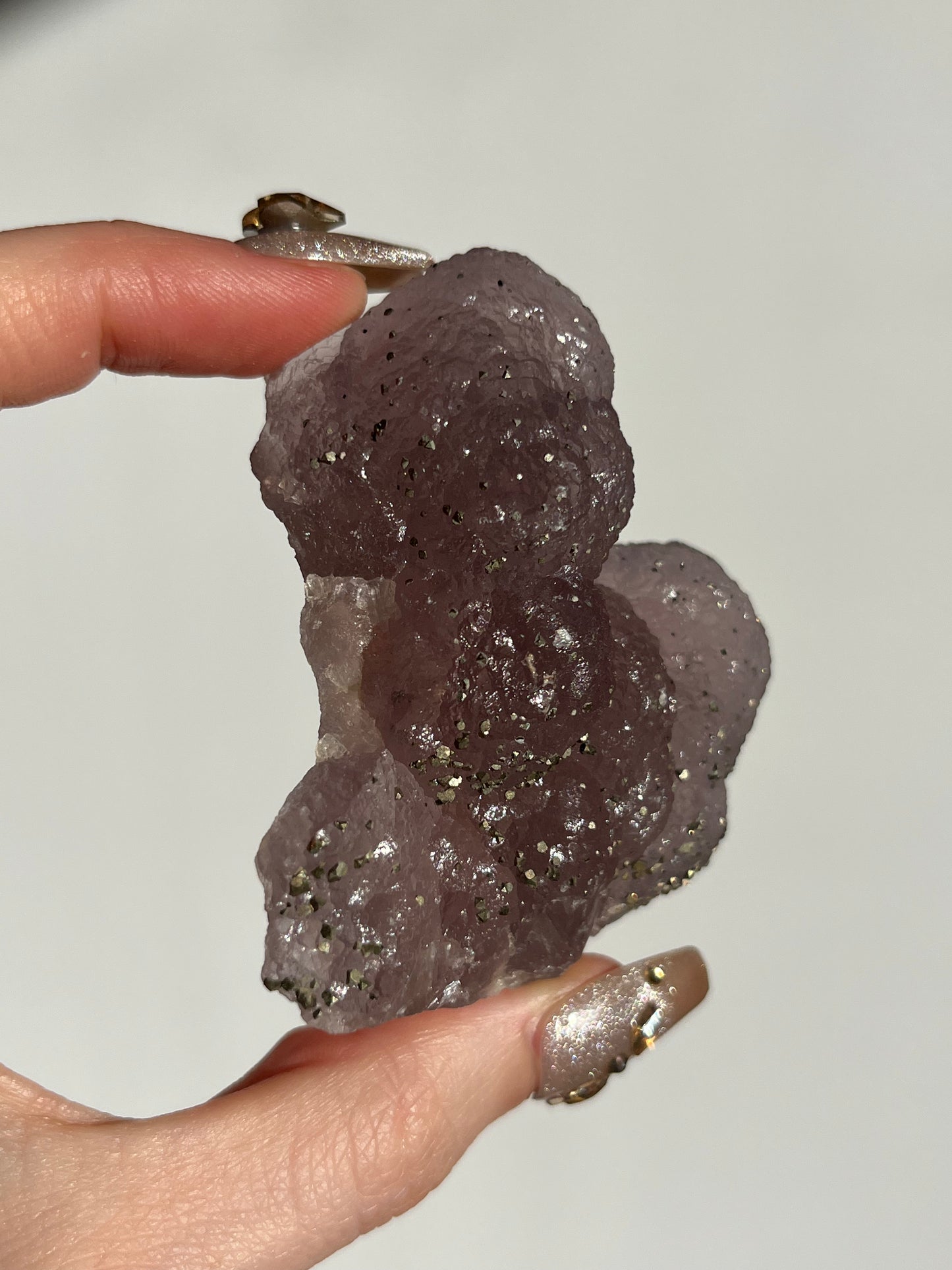 Botryoidal Purple Fluorite with Pyrite Specimen M