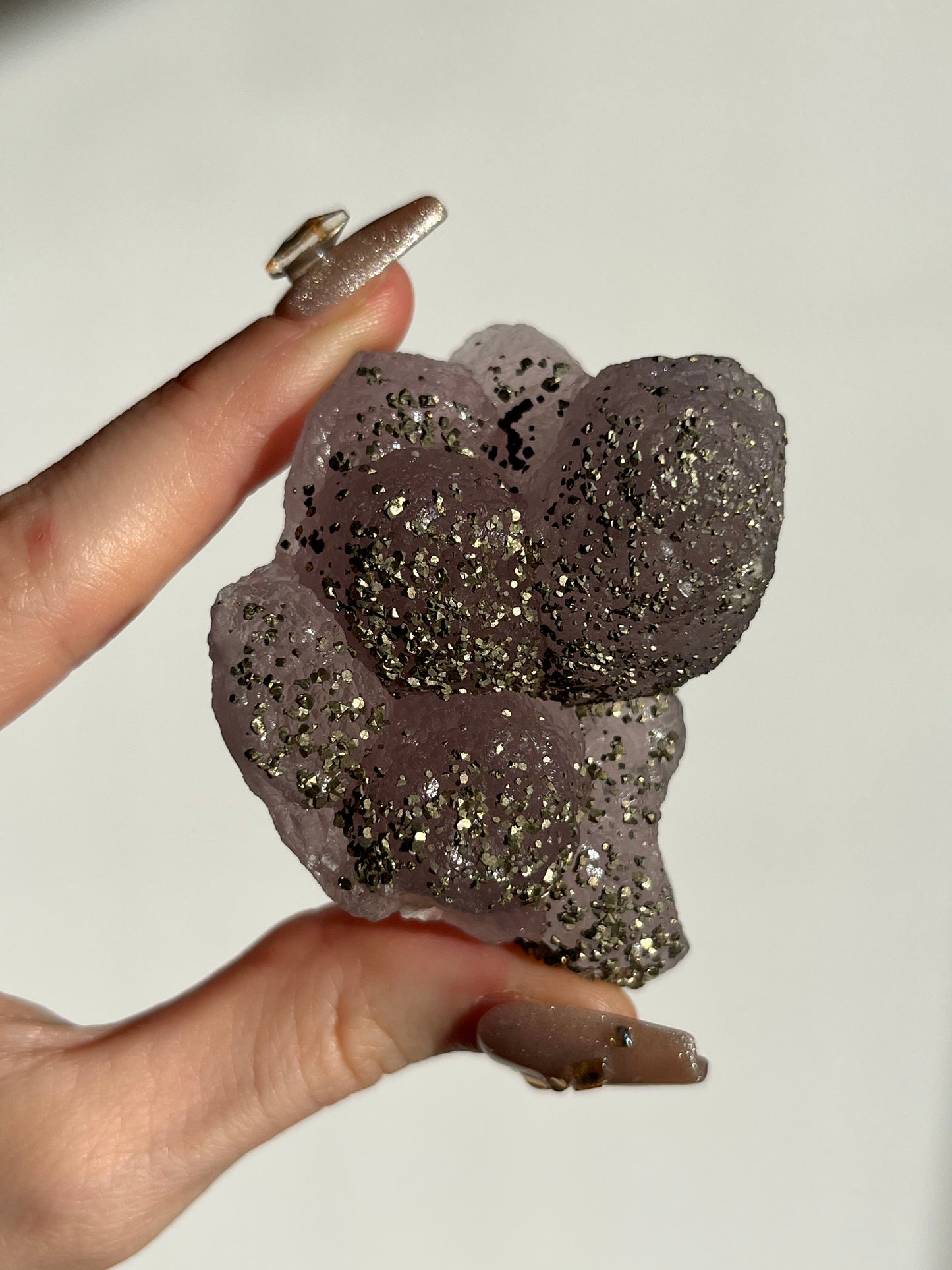 Botryoidal Purple Fluorite with Pyrite Specimen T