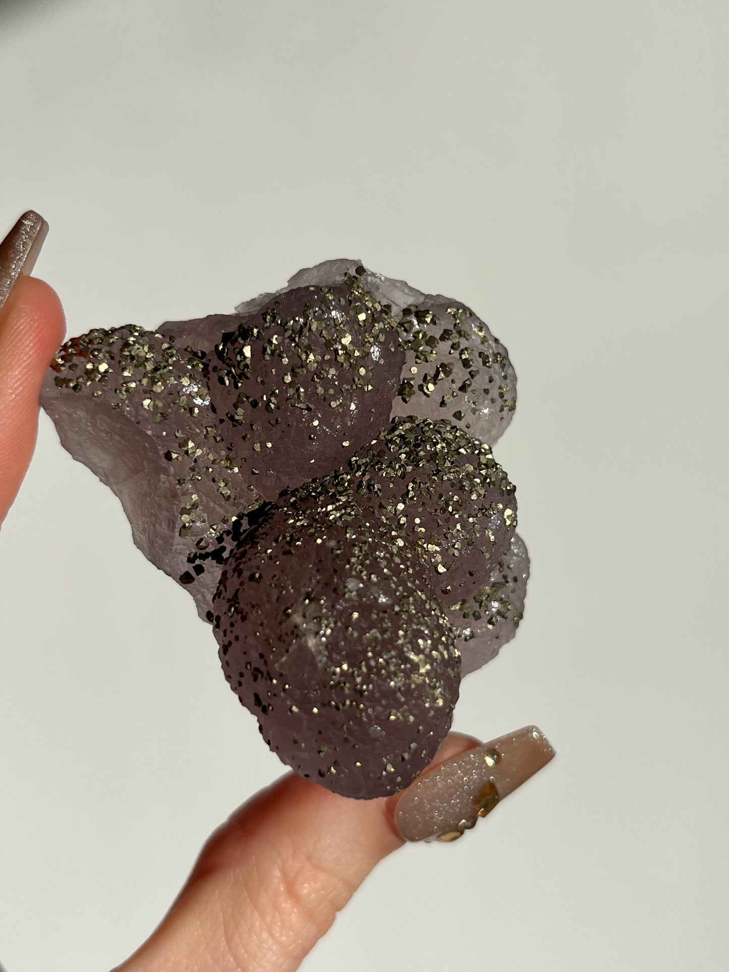 Botryoidal Purple Fluorite with Pyrite Specimen T