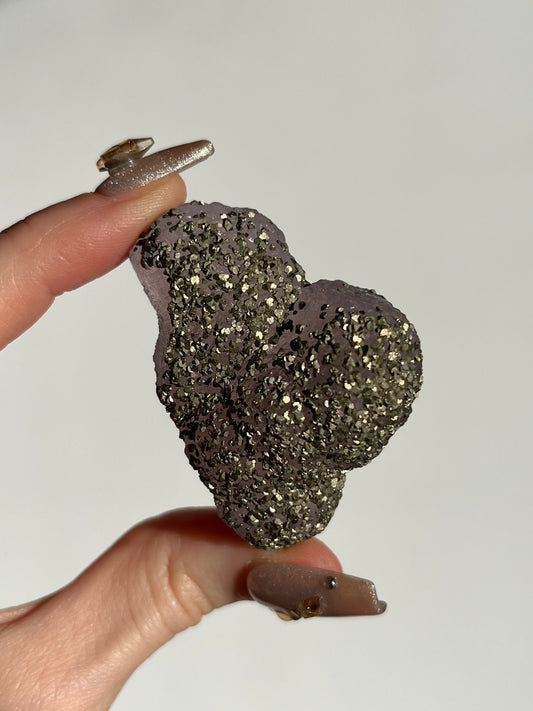 Botryoidal Purple Fluorite with Pyrite Specimen W