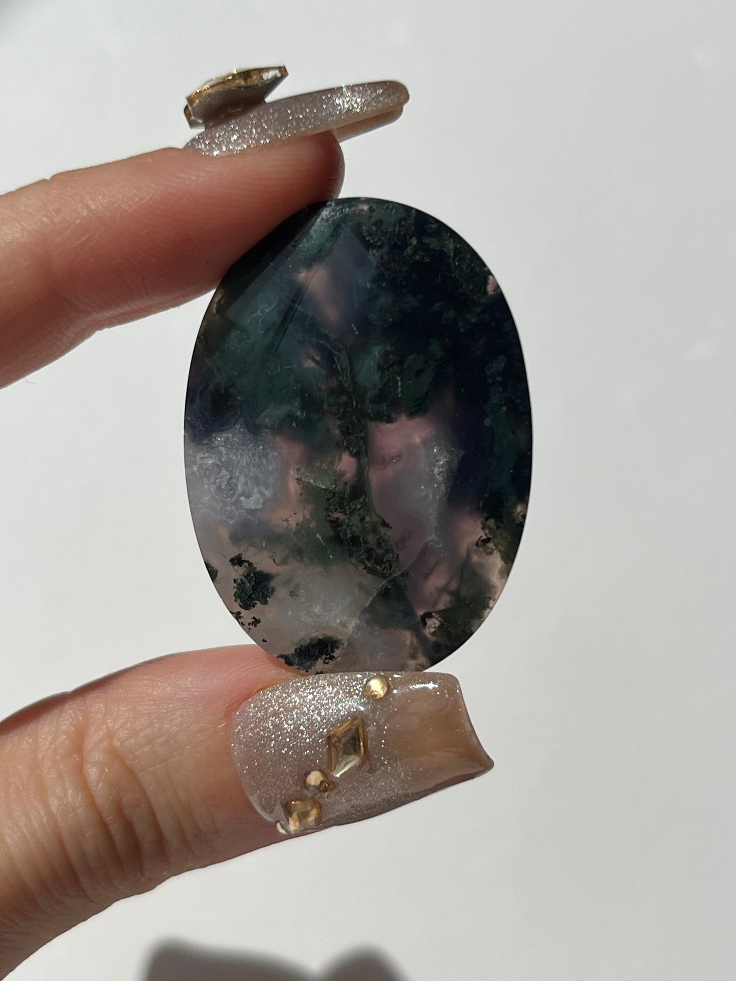 Purple Chalcedony with Green Moss Oval Cabochon (You Choose)