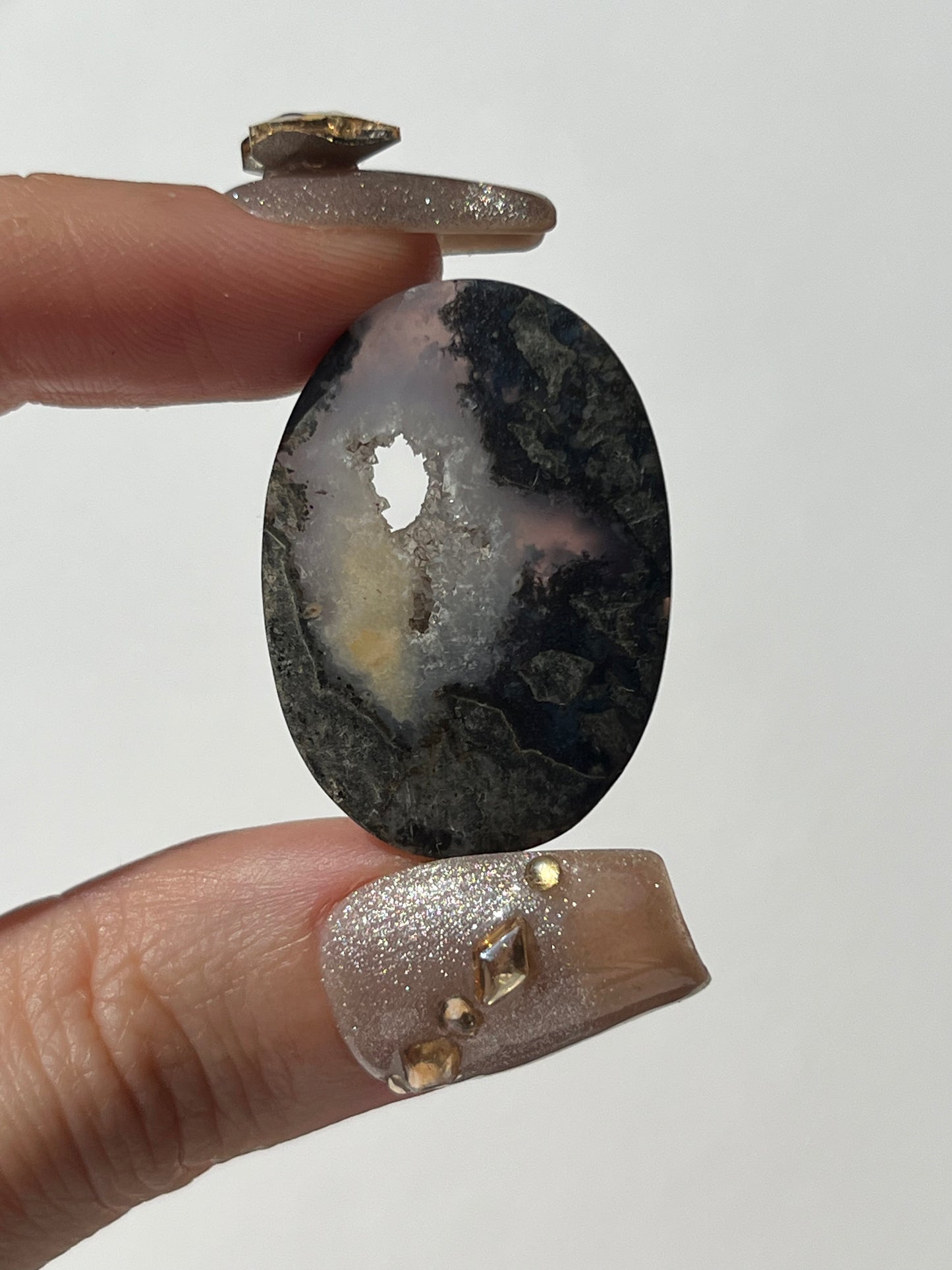 Purple Chalcedony with Green Moss Oval Cabochon (You Choose)