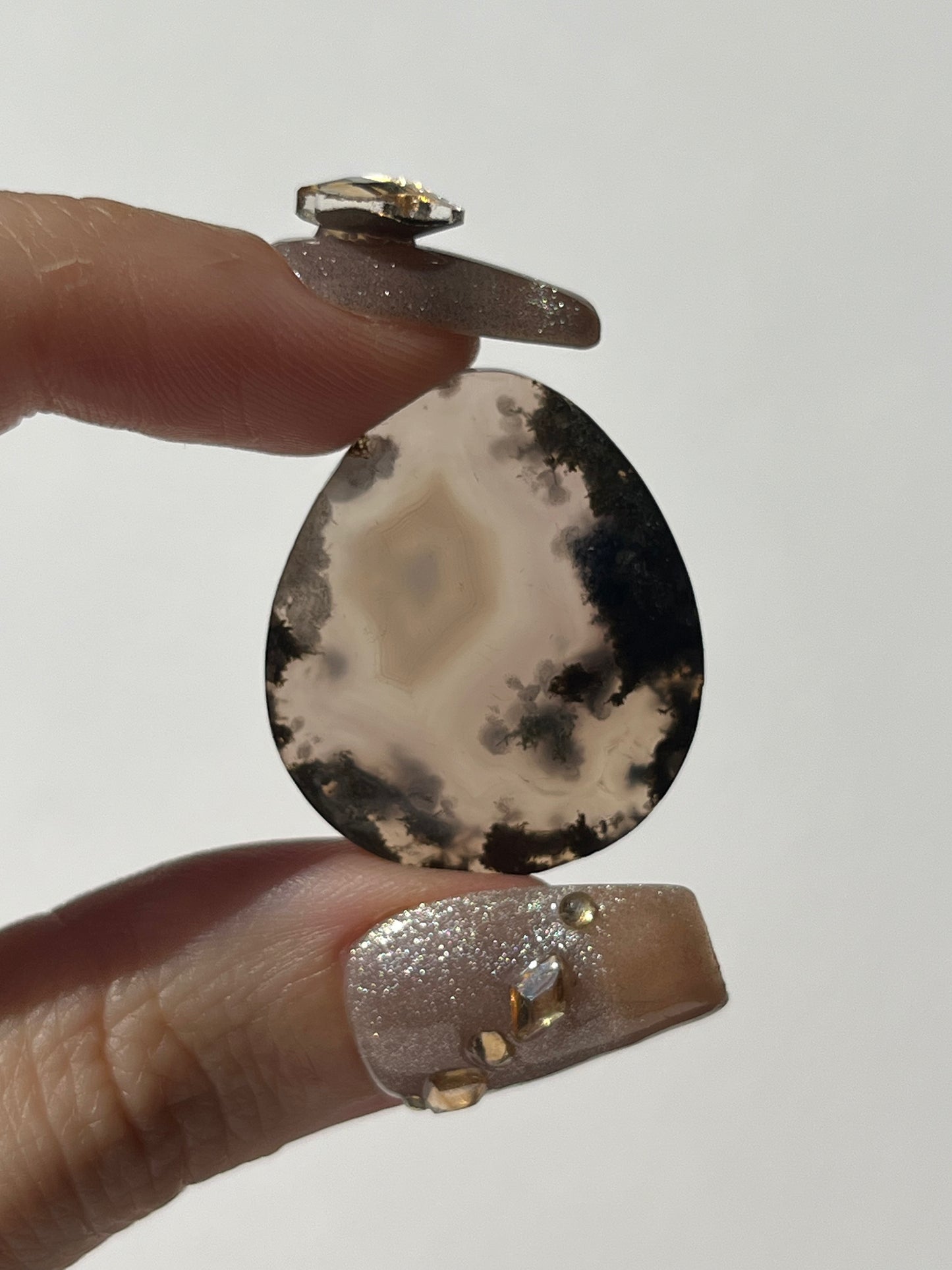 Purple Chalcedony with Green Moss Teardrop Cabochon (You Choose)