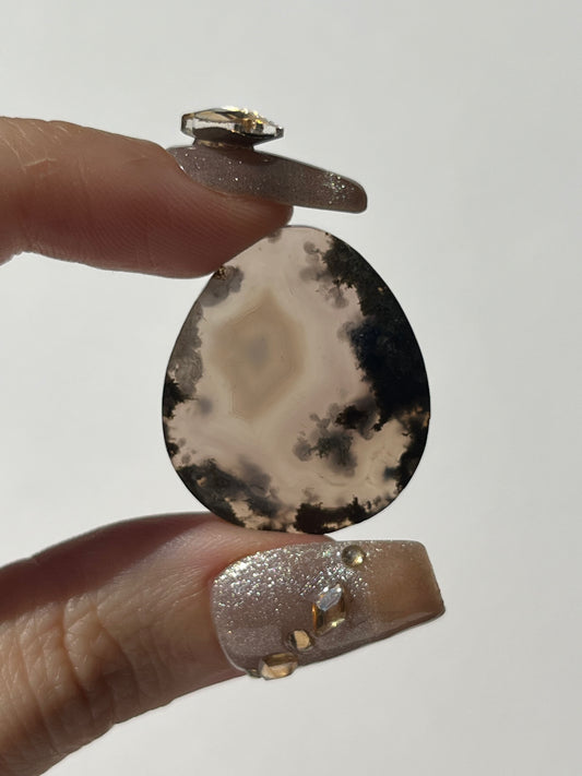 Purple Chalcedony with Green Moss Teardrop Cabochon (You Choose)