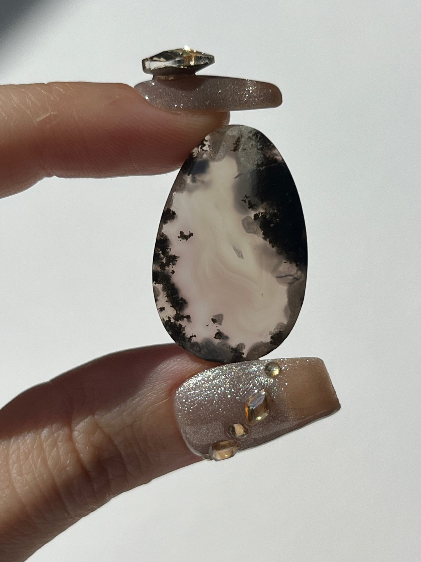 Purple Chalcedony with Green Moss Teardrop Cabochon (You Choose)
