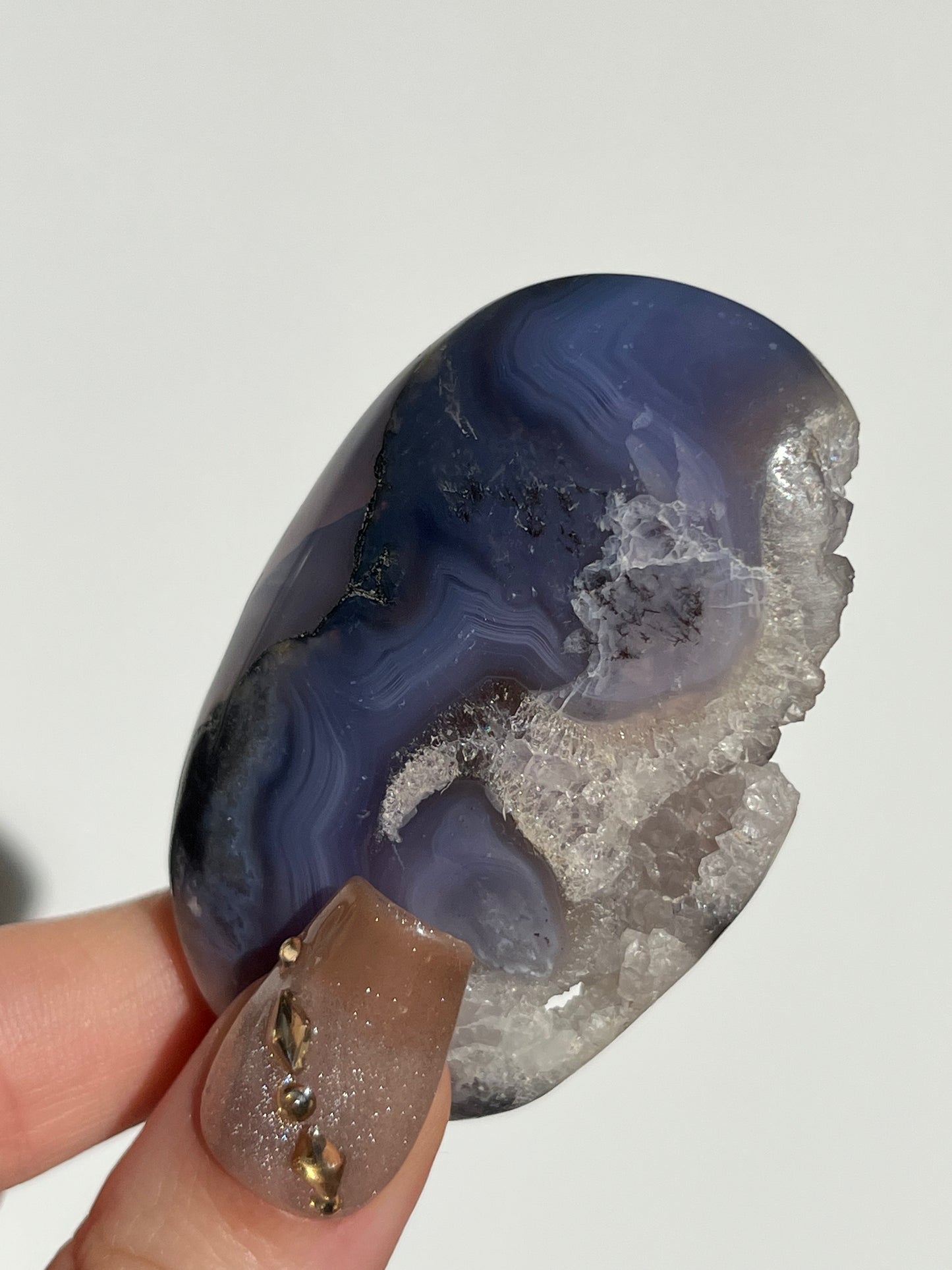 Purple Chalcedony with Green Moss and Parallax Effect Palmstone A