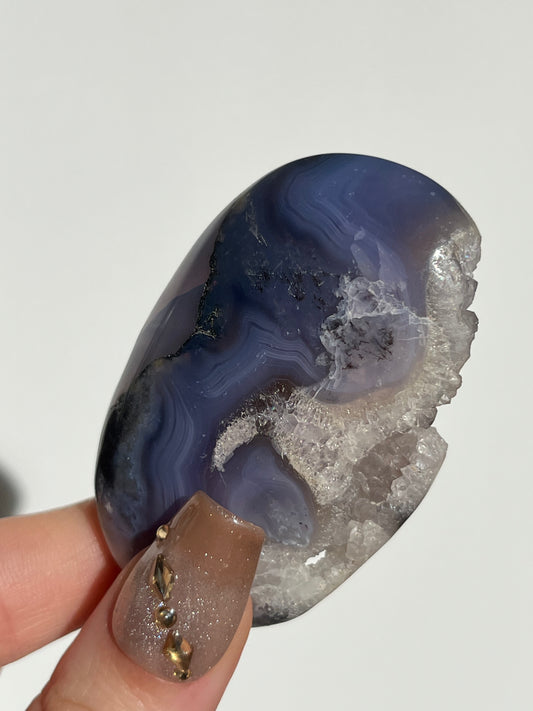 Purple Chalcedony with Green Moss and Parallax Effect Palmstone A