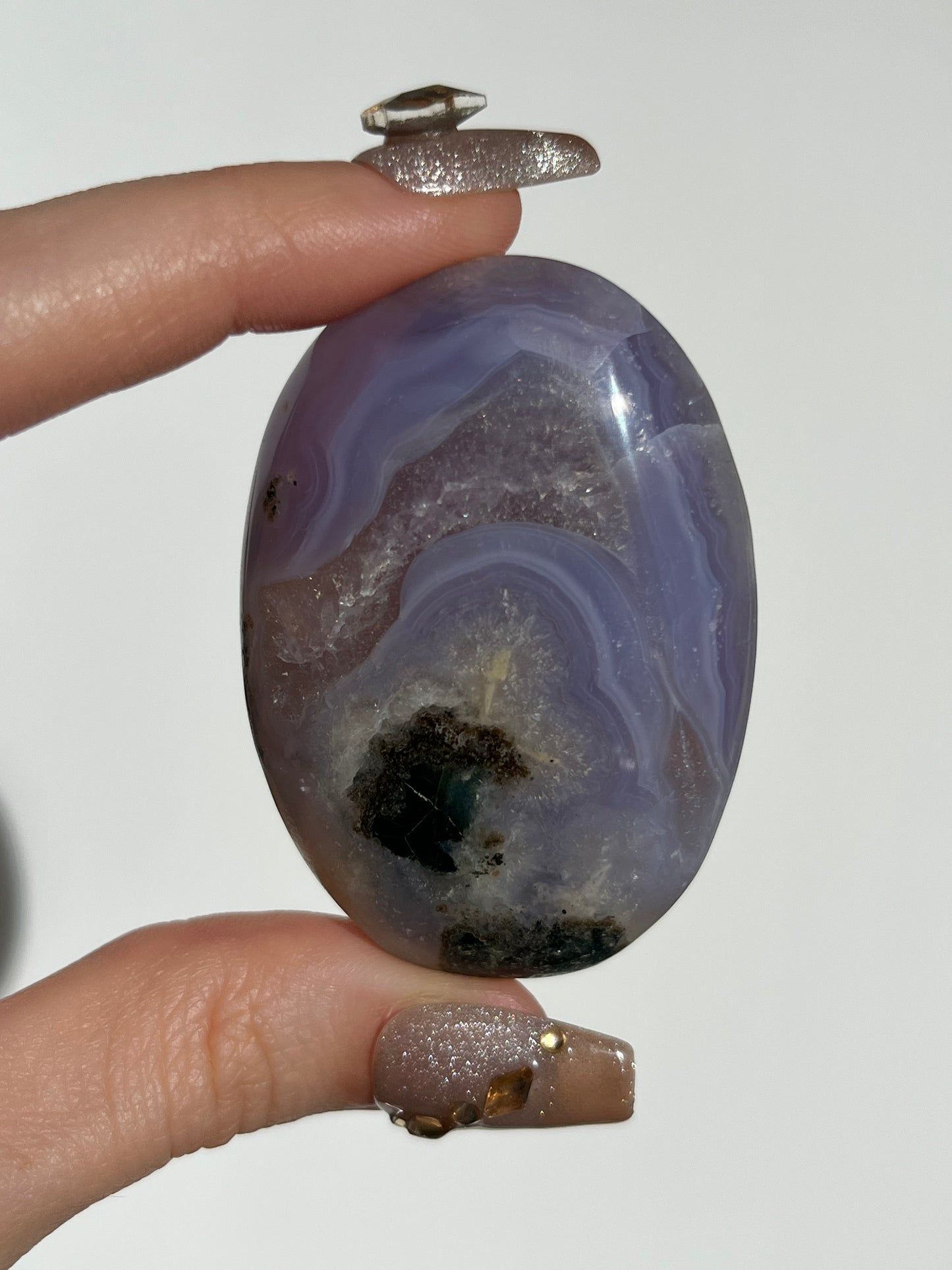 Purple Chalcedony with Green Moss Palmstone C