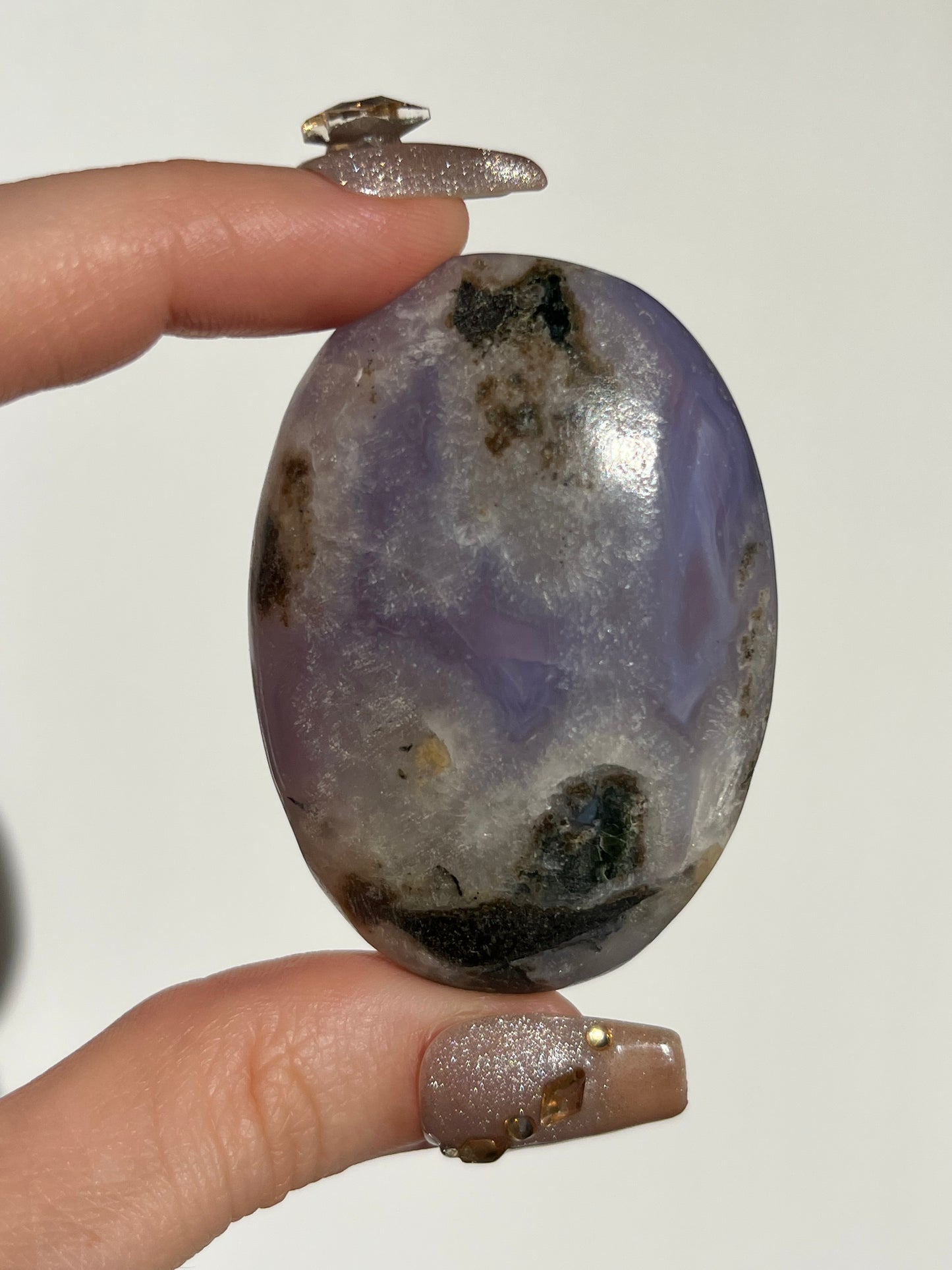 Purple Chalcedony with Green Moss Palmstone C