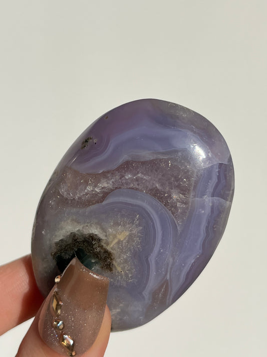 Purple Chalcedony with Green Moss Palmstone C