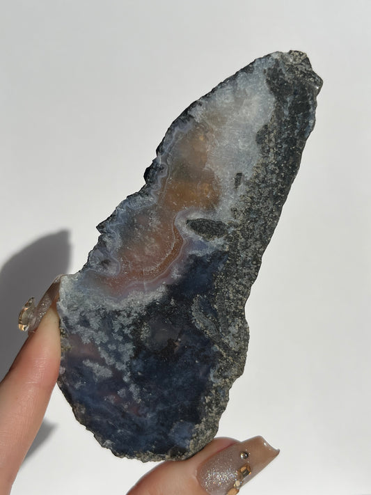 Purple Chalcedony with Green Moss and Hematoid Quartz Slab C