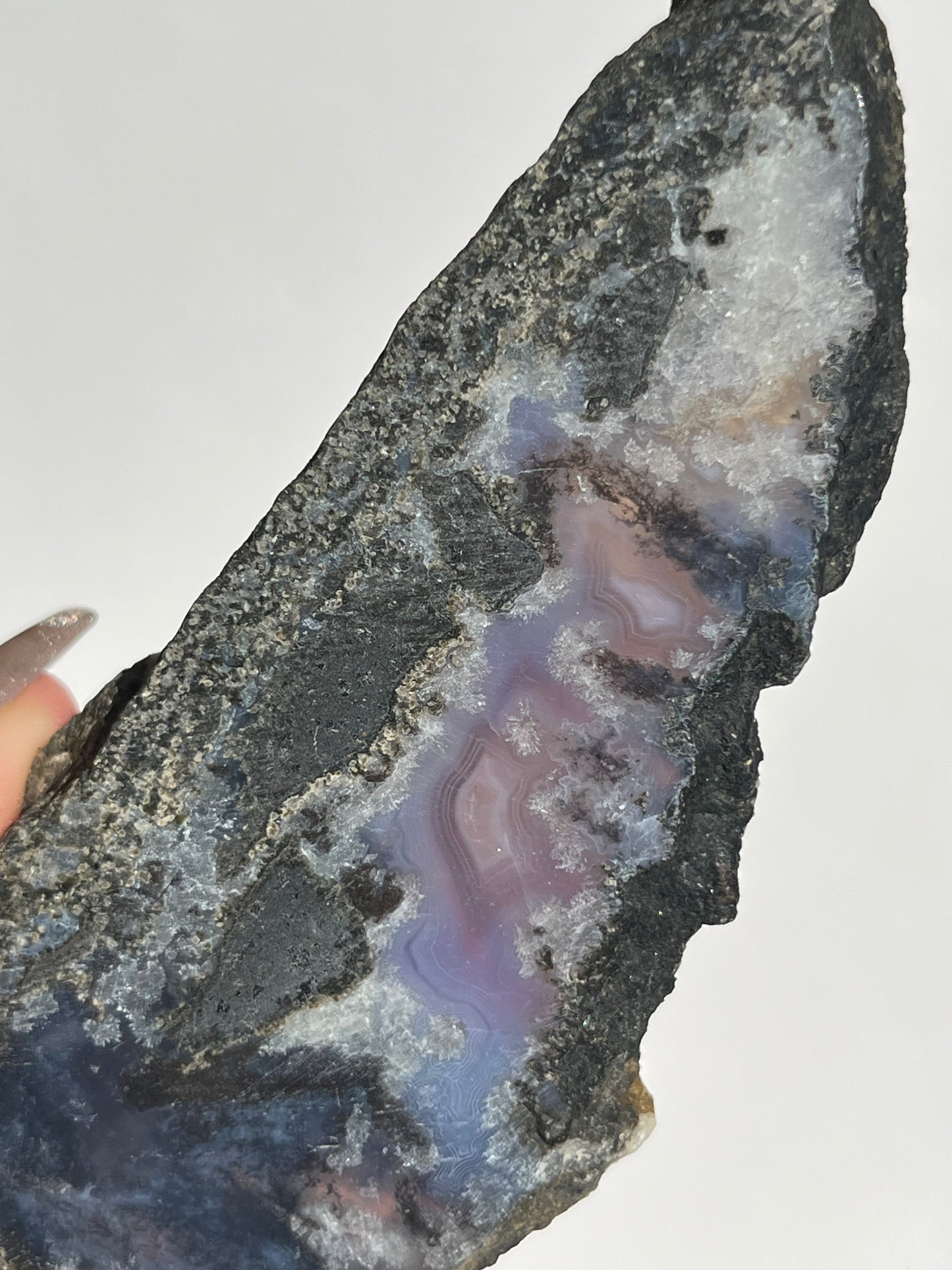 Purple Chalcedony with Green Moss and Hematoid Quartz Slab C