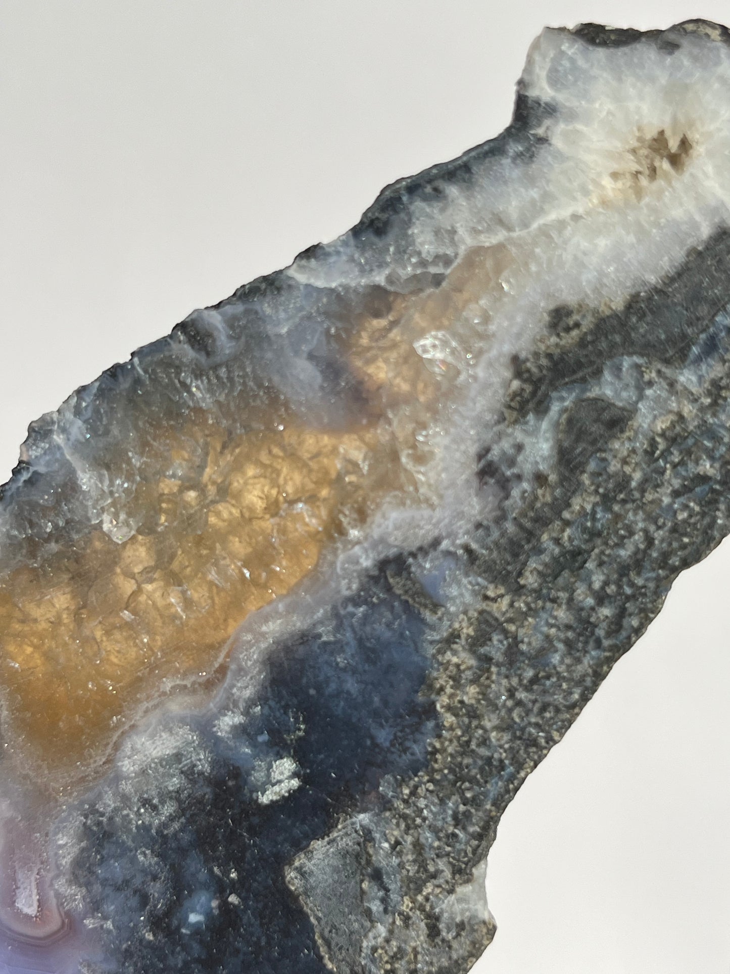 Purple Chalcedony Slab with Green Moss, Hematoid Quartz & Calcite Slab A