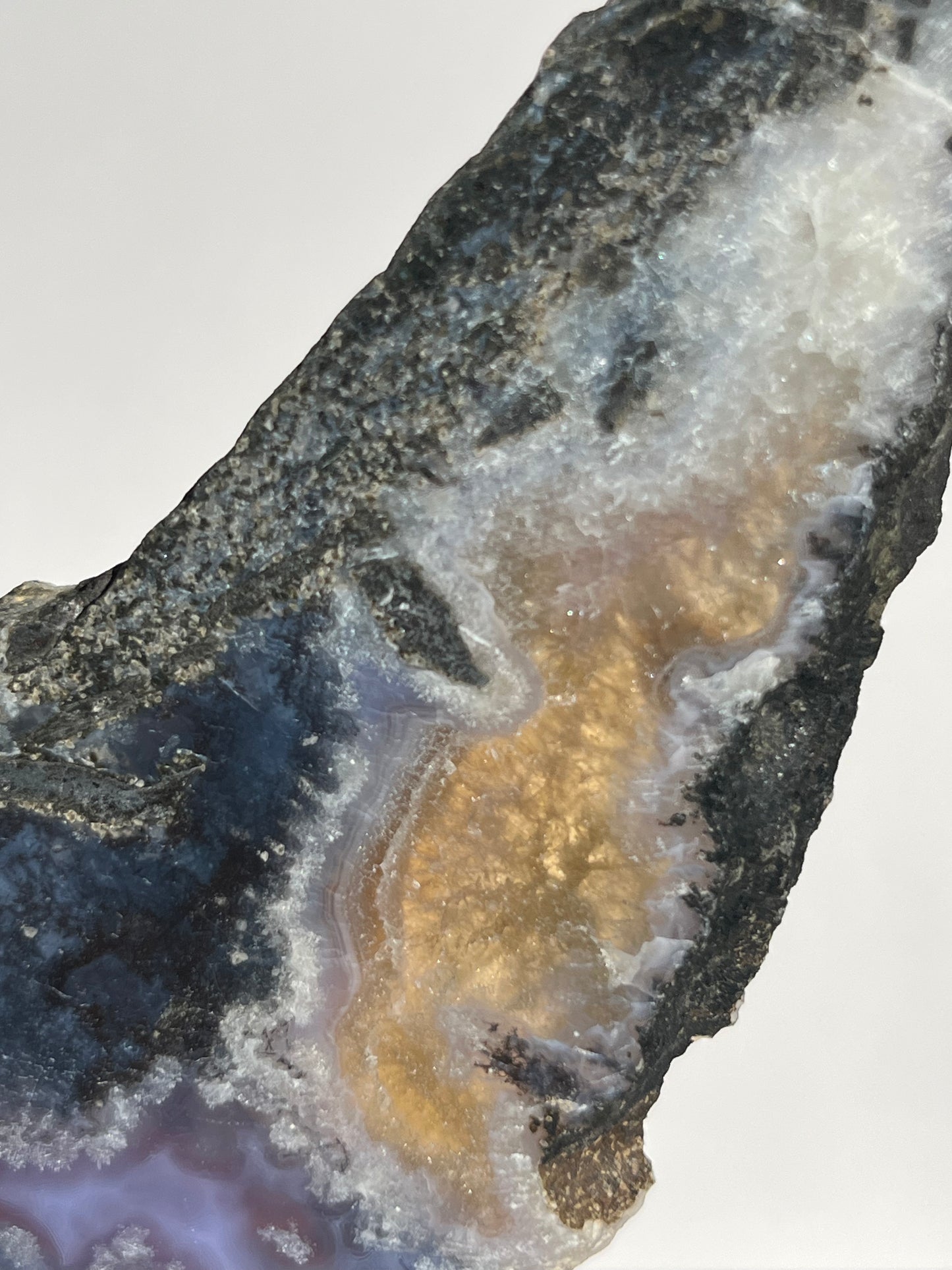 Purple Chalcedony Slab with Green Moss, Hematoid Quartz & Calcite Slab A