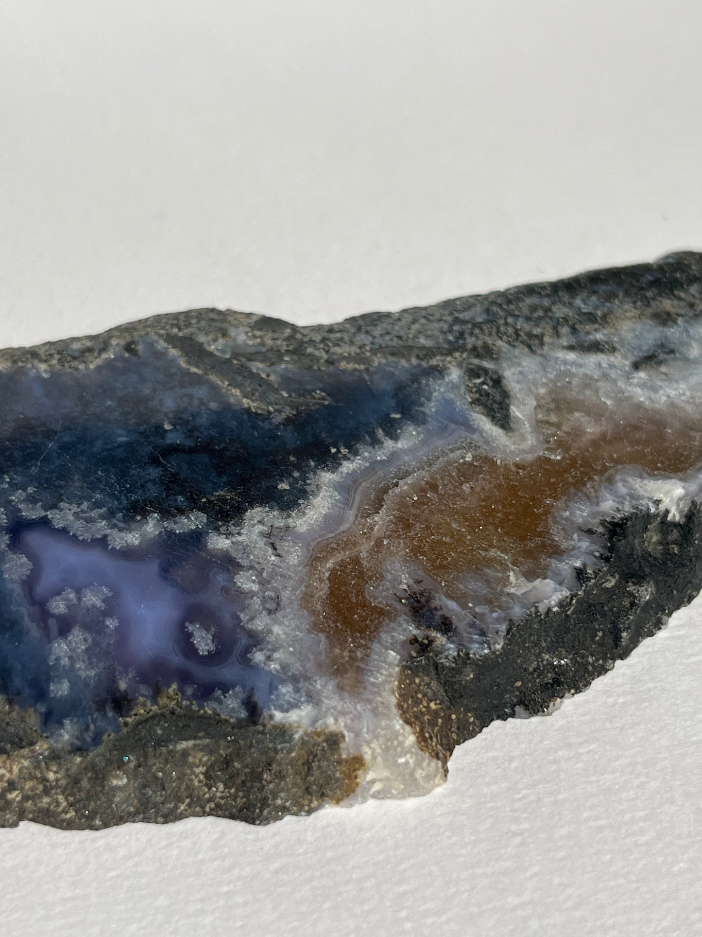 Purple Chalcedony Slab with Green Moss, Hematoid Quartz & Calcite Slab A