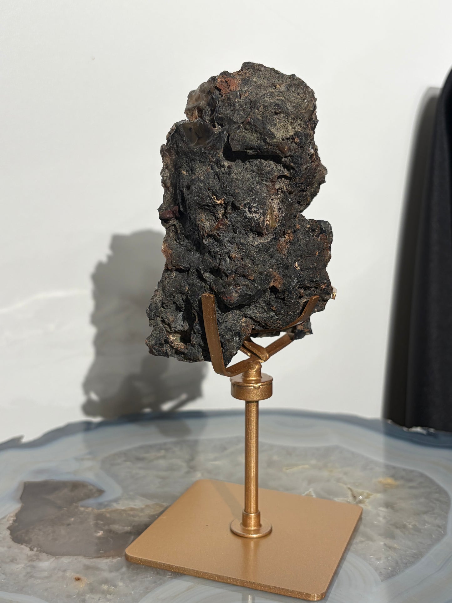 "Roux" Red Fox Agate on Custom Swivel Display Stand B
