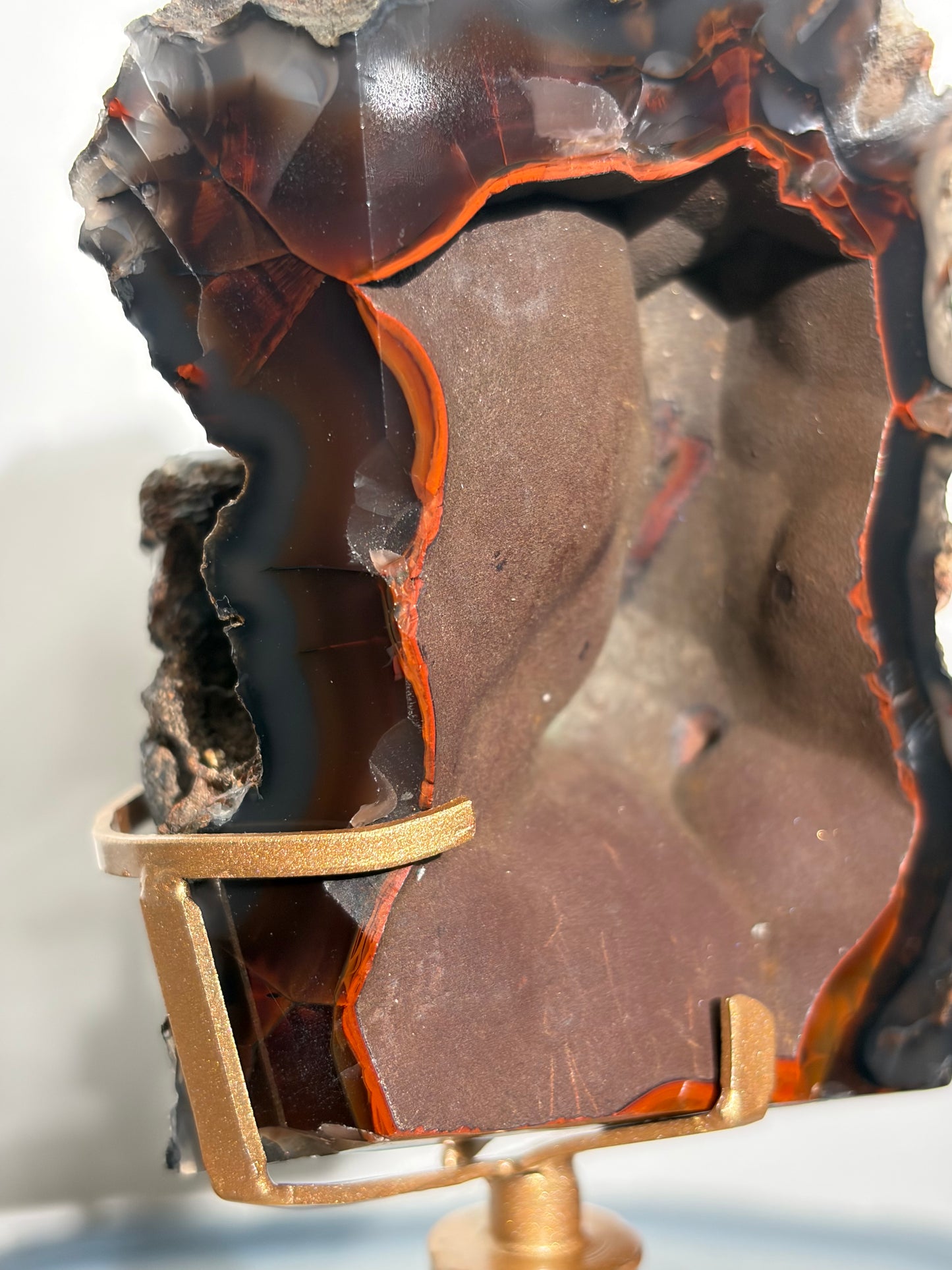 "Roux" Red Fox Agate on Custom Swivel Display Stand B