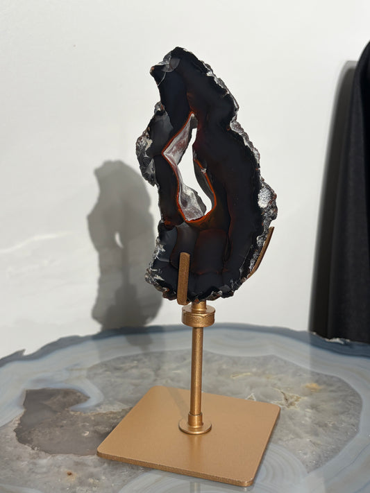 "Aveline" Red Fox Agate Portal on Custom Swivel Display Stand C