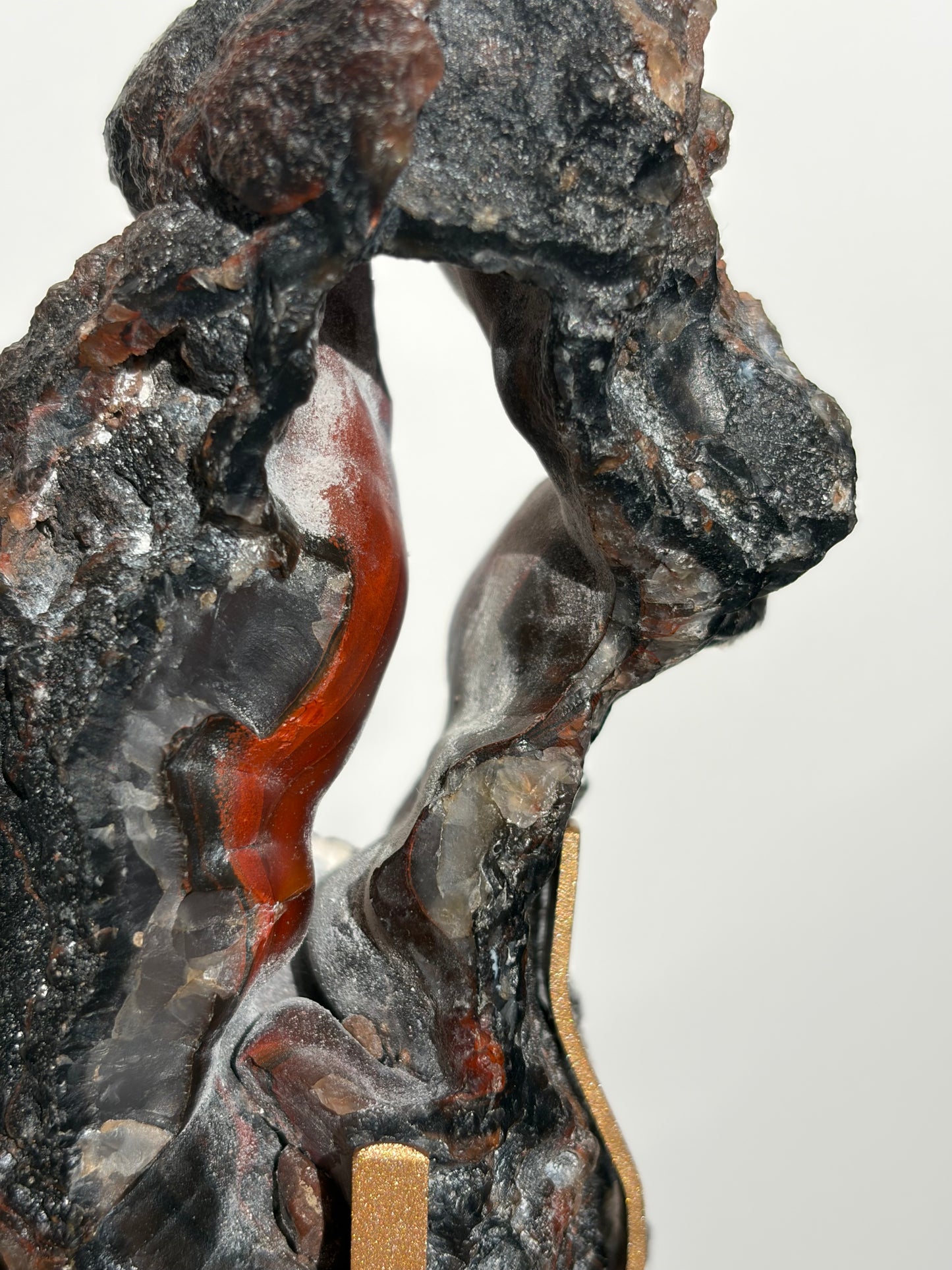 "Aveline" Red Fox Agate Portal on Custom Swivel Display Stand C
