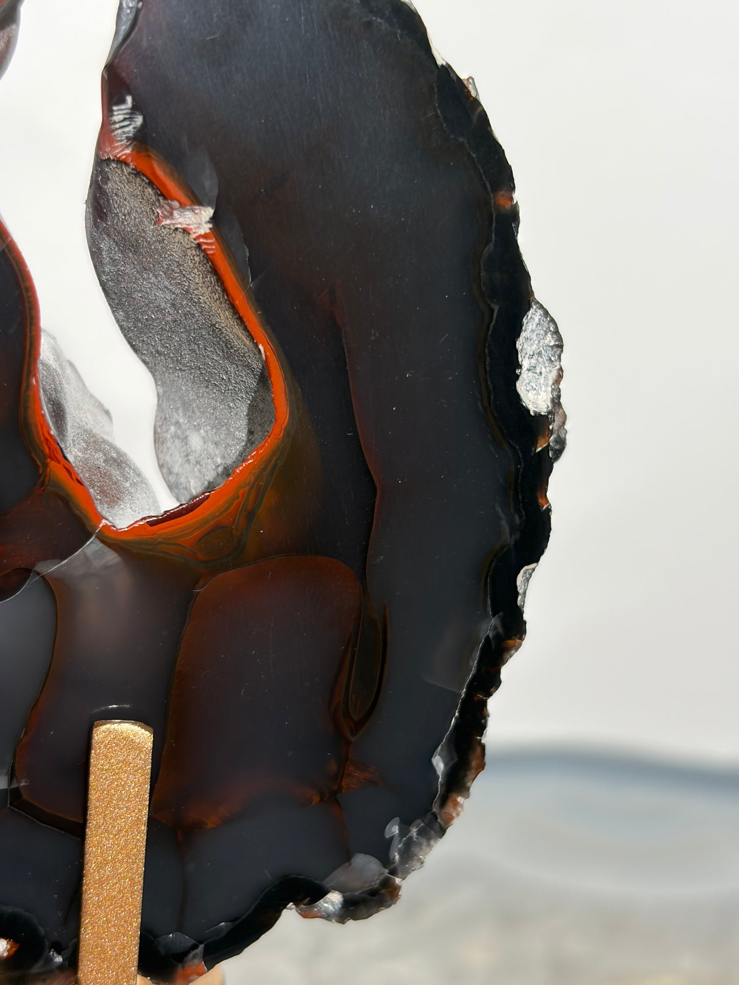 "Aveline" Red Fox Agate Portal on Custom Swivel Display Stand C