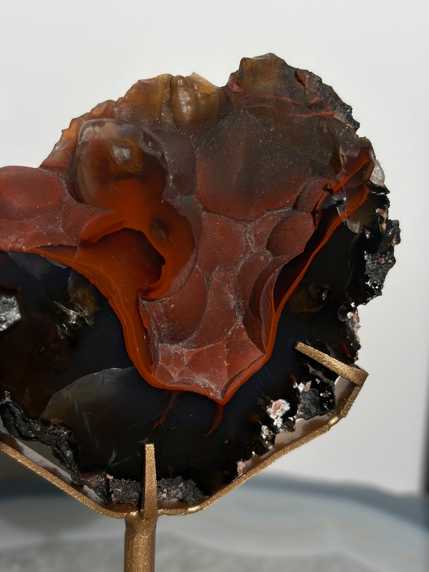 "Orsen" Red Fox Agate on Custom Display Stand E