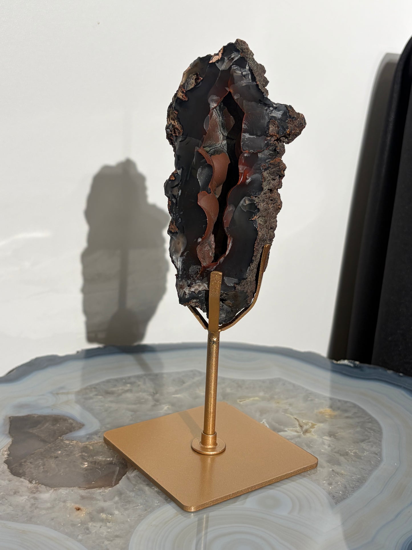 "Maelor" Red Fox Agate on Custom Display Stand J