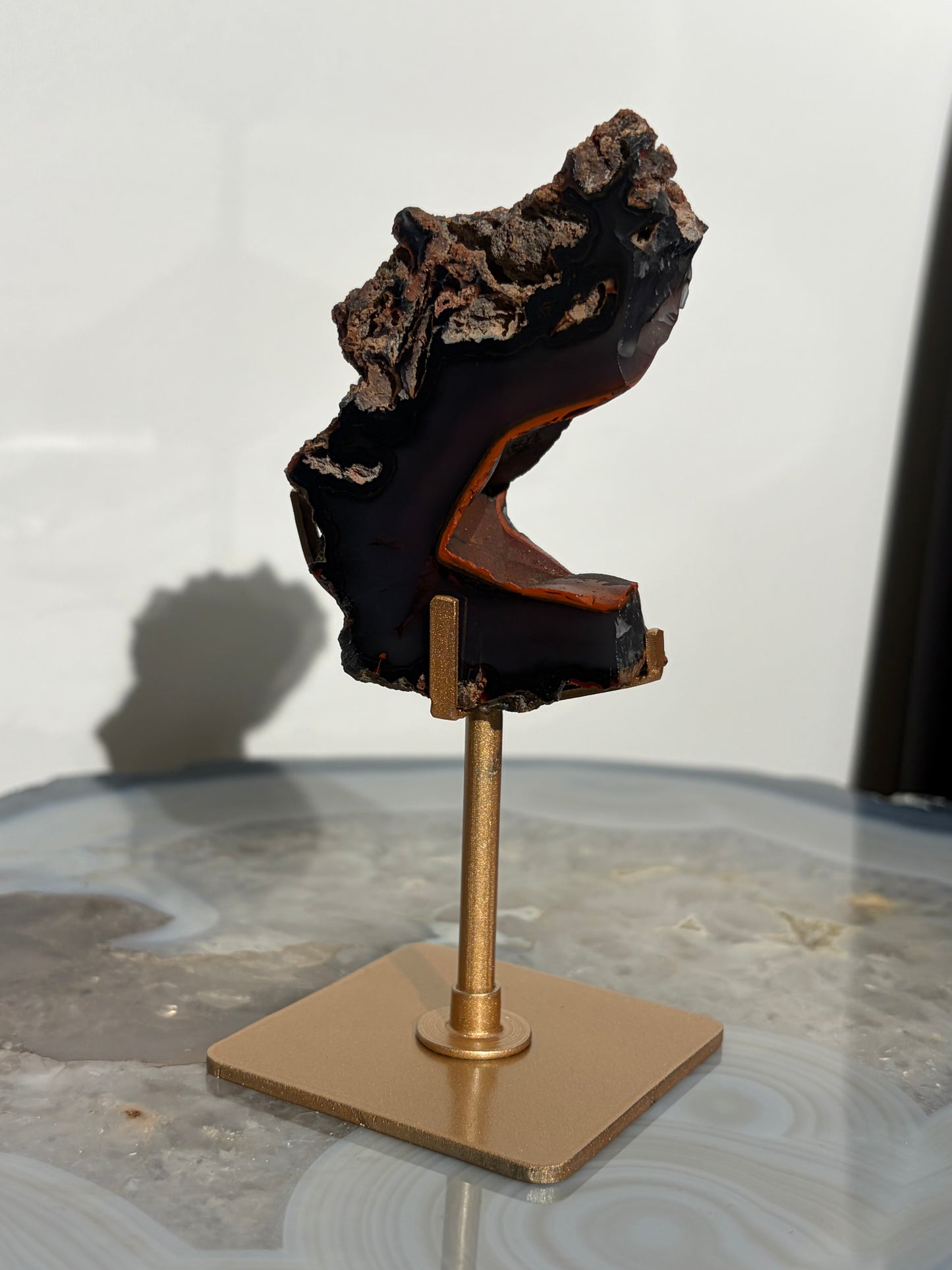 "Isolde" Red Fox Agate on Custom Display Stand M