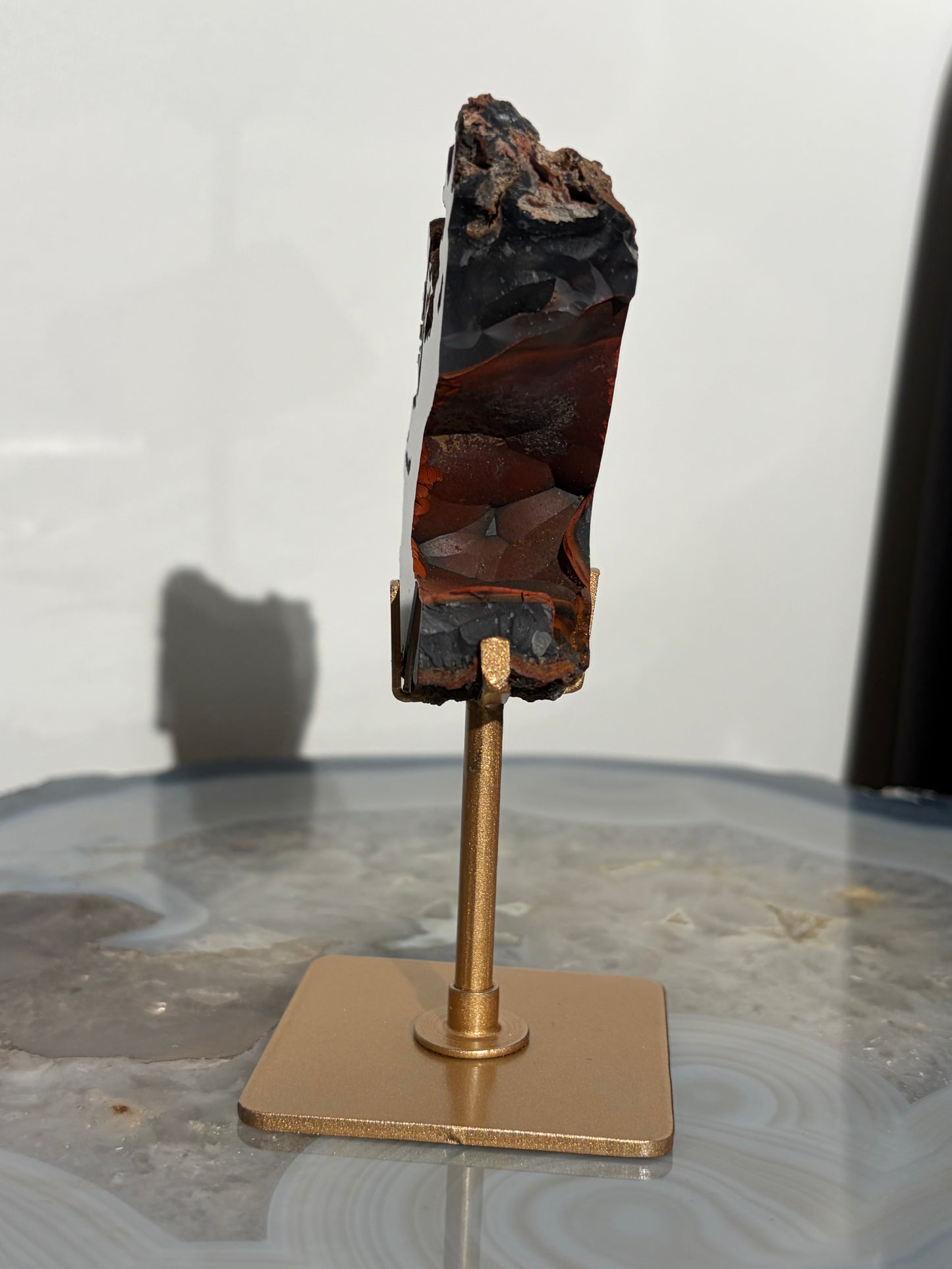 "Isolde" Red Fox Agate on Custom Display Stand M