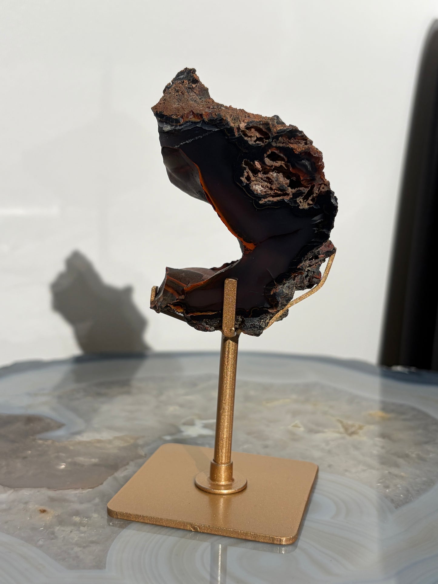 "Isolde" Red Fox Agate on Custom Display Stand M