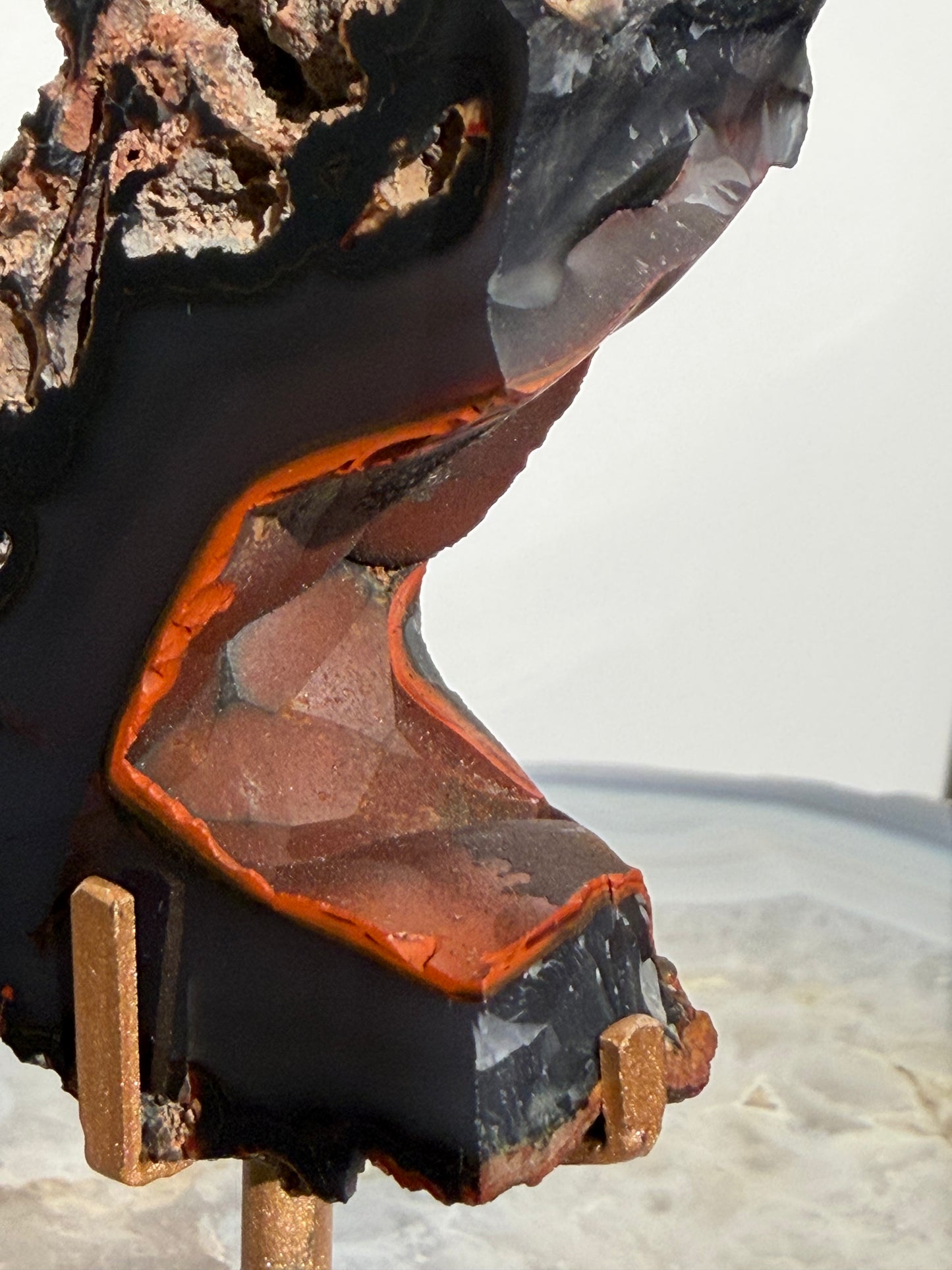 "Isolde" Red Fox Agate on Custom Display Stand M
