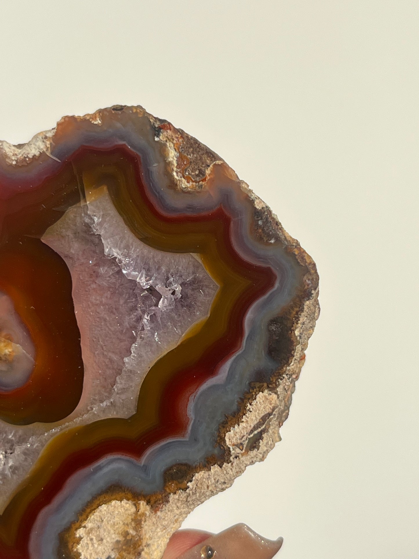 ‘Aurora Sanctum’ Orange-Red Laguna Agate with Amethyst Geode