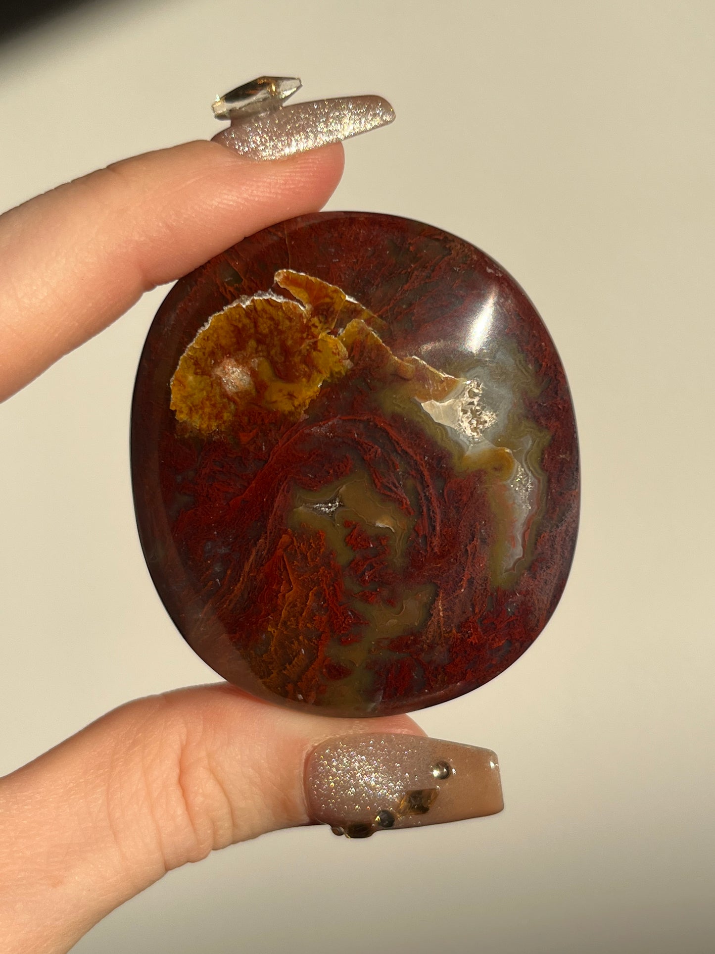 Red Moss in Chalcedony Flat Stone A