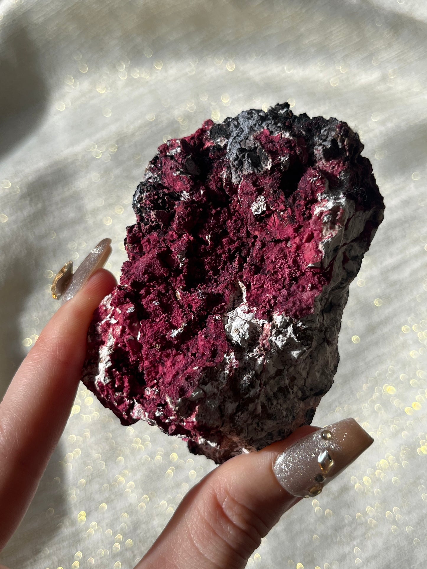 Red Velvet Variscite in Limestone Specimen B