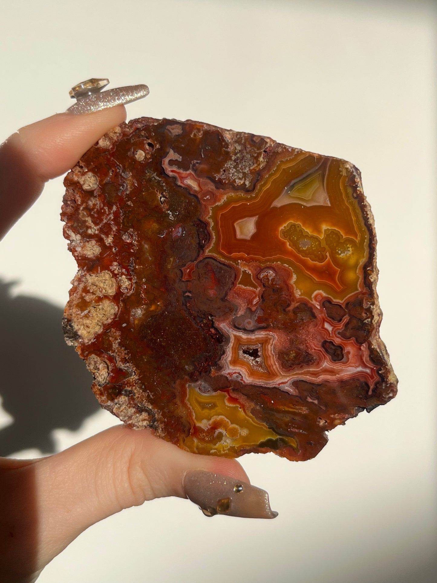 ‘Golden Hearth’ Red-Orange Laguna Agate Slab with Parallax Effect
