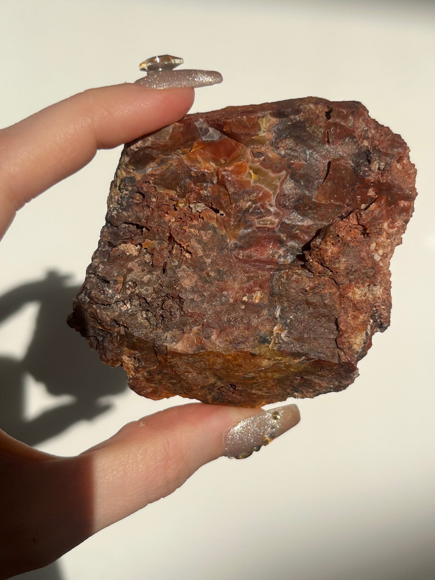 ‘Golden Hearth’ Red-Orange Laguna Agate Slab with Parallax Effect