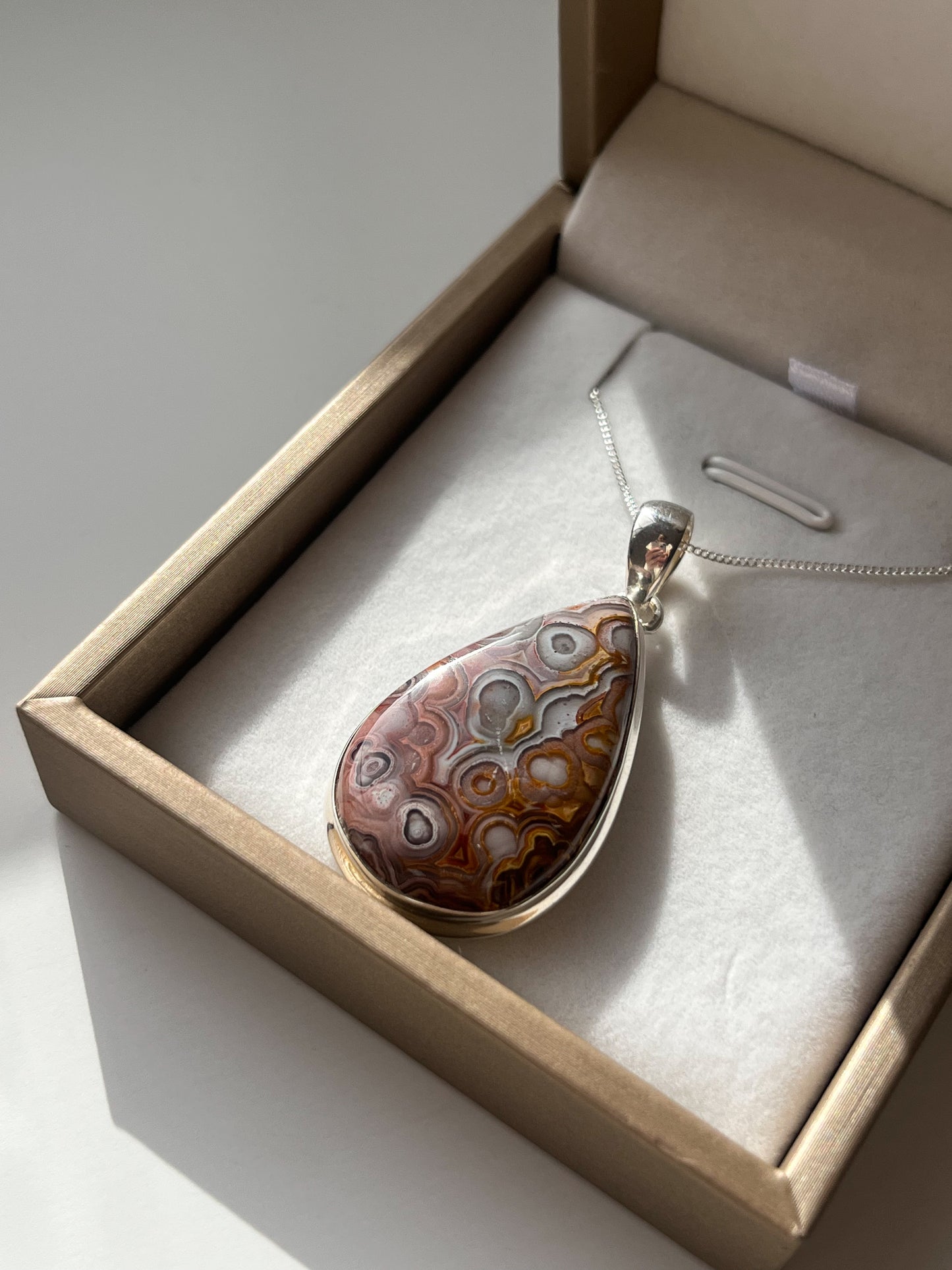 Laguna Lace Agate 925 Sterling Silver Pendant & Necklace A