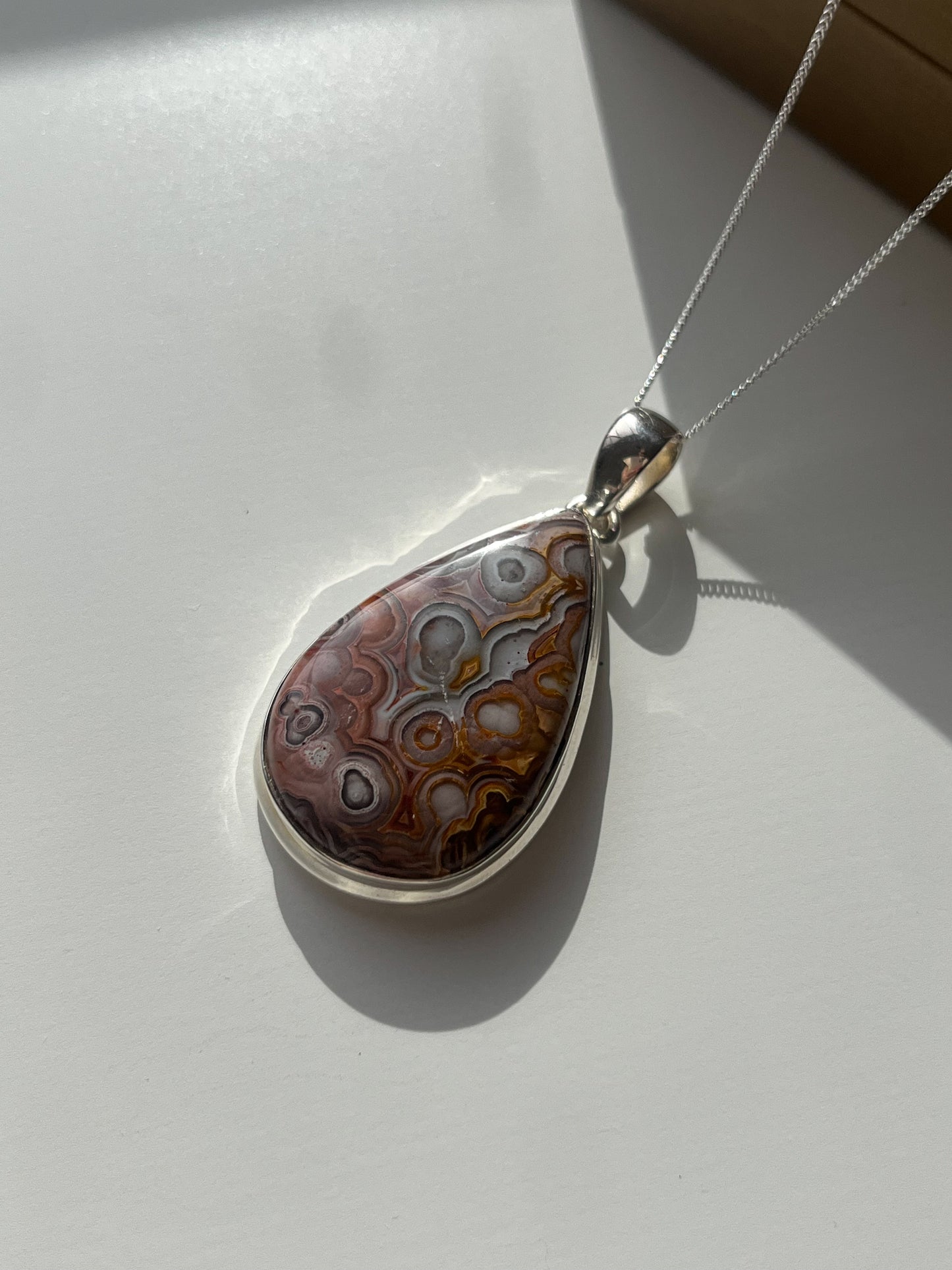 Laguna Lace Agate 925 Sterling Silver Pendant & Necklace A