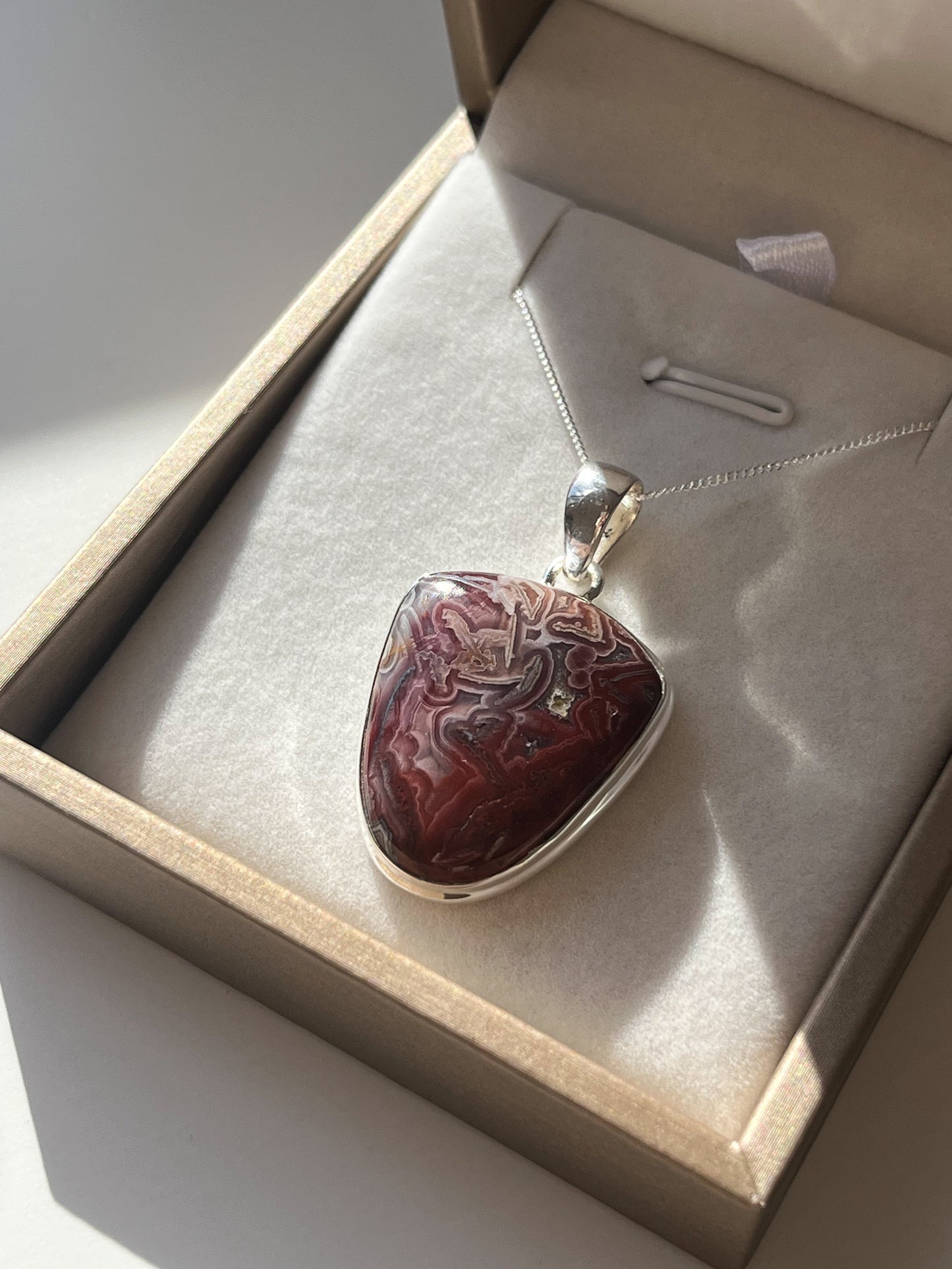 Laguna Lace Agate 925 Sterling Silver Pendant & Necklace E