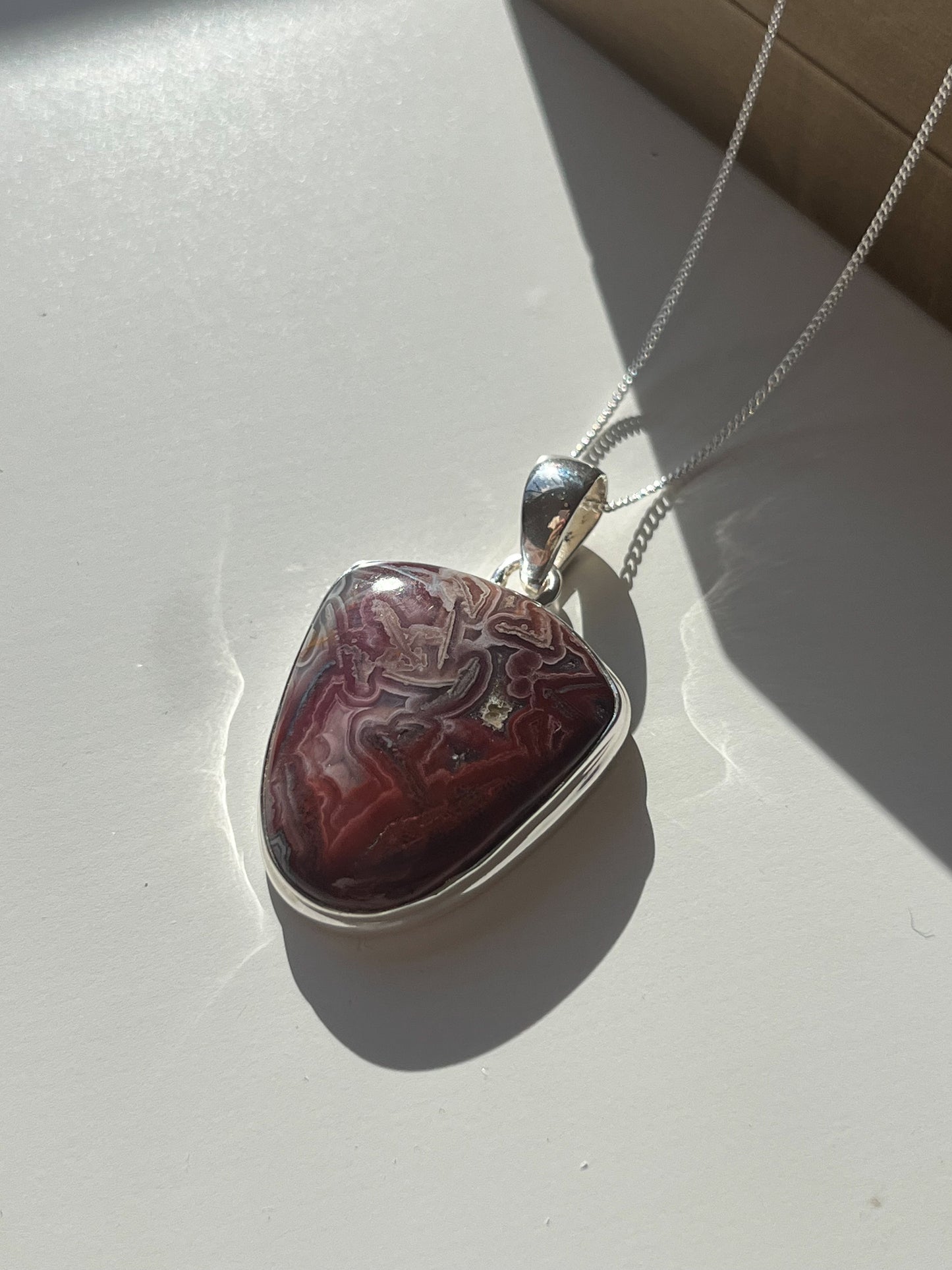 Laguna Lace Agate 925 Sterling Silver Pendant & Necklace E