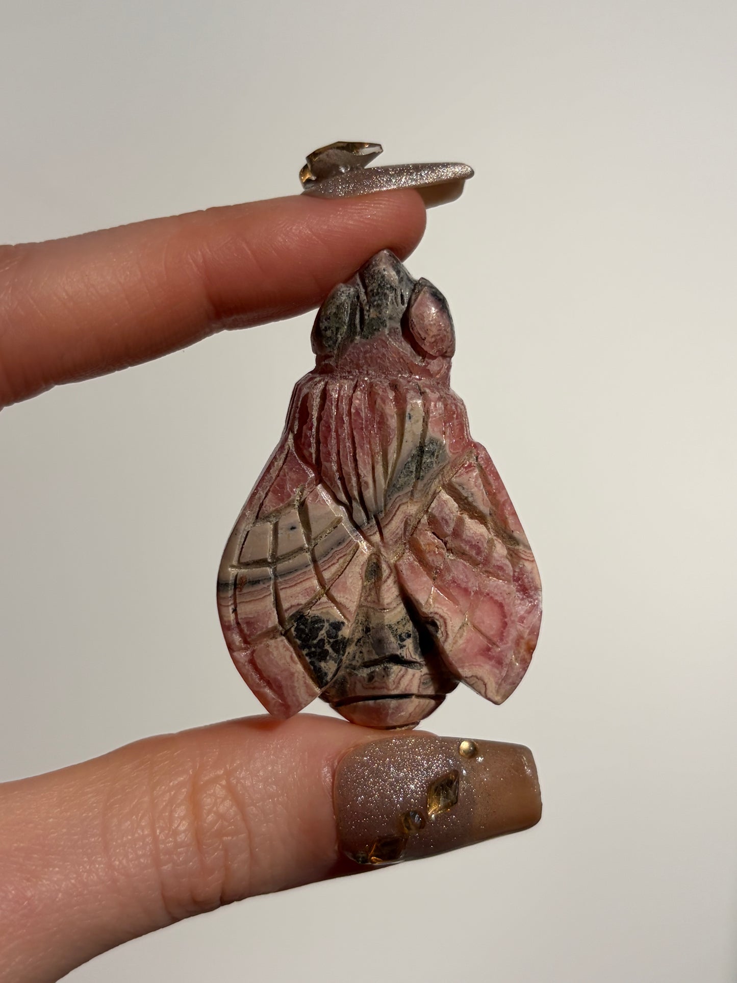 Banded Rhodochrosite Bee Carving A