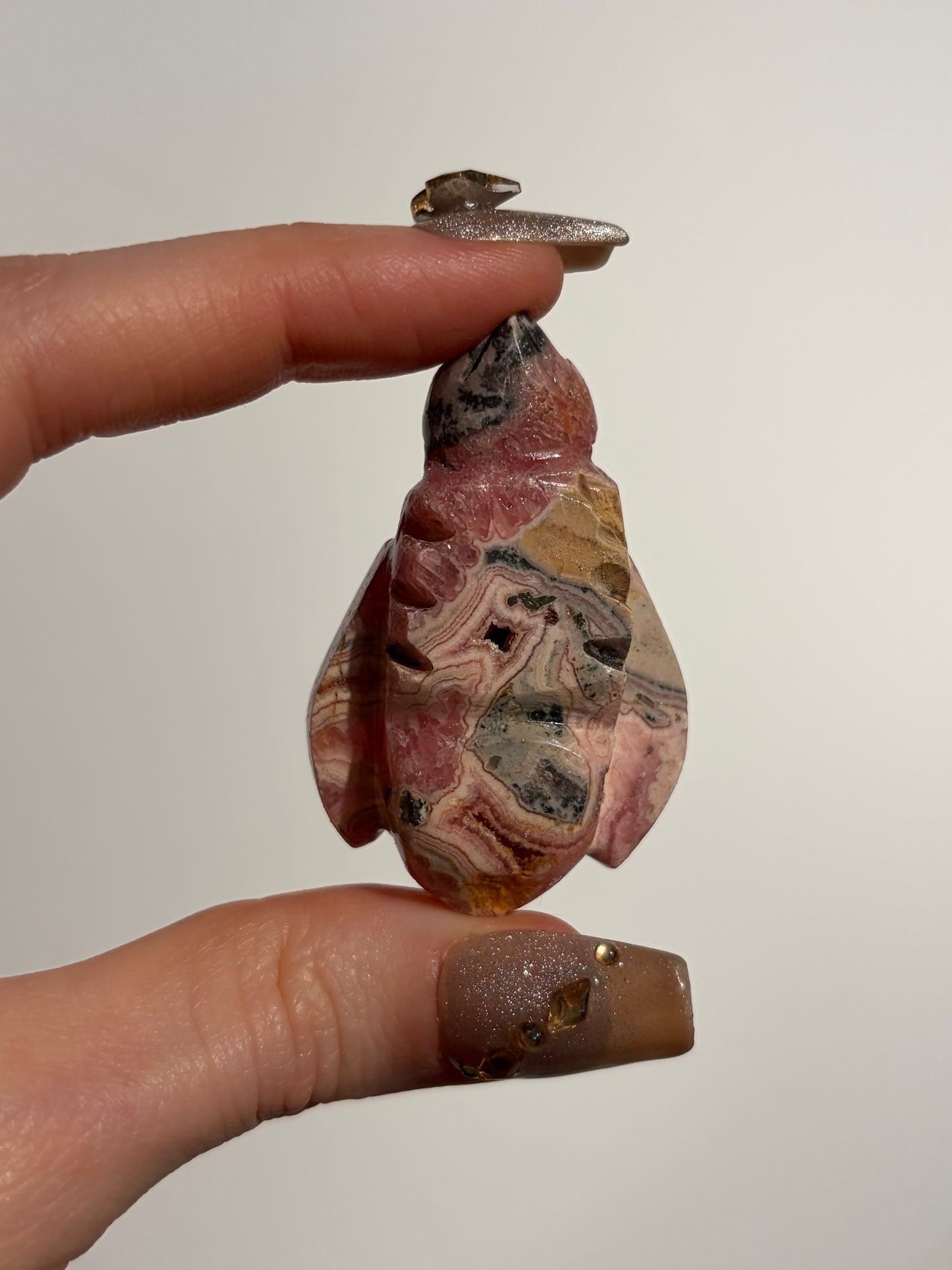 Banded Rhodochrosite Bee Carving A