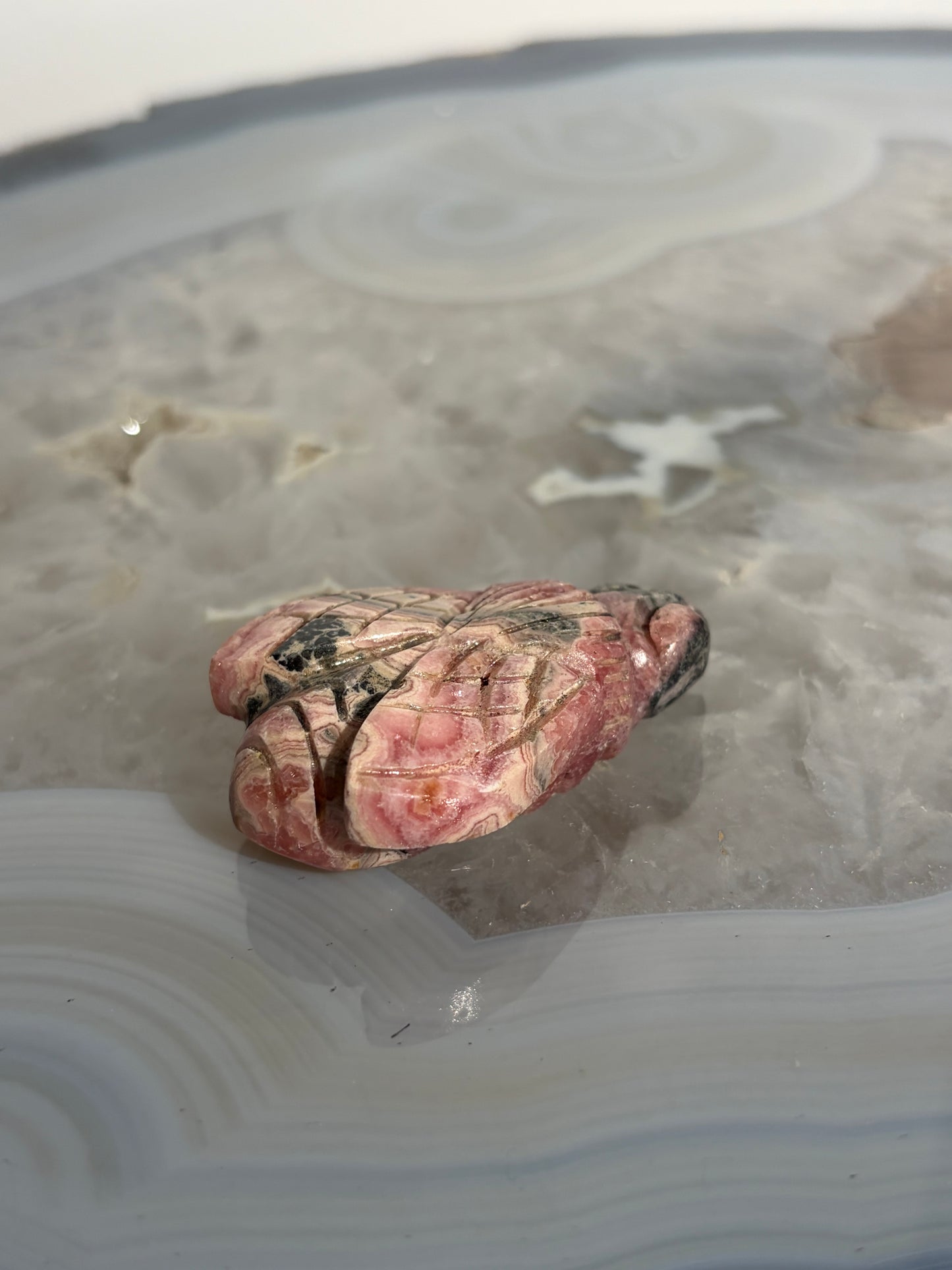 Banded Rhodochrosite Bee Carving A
