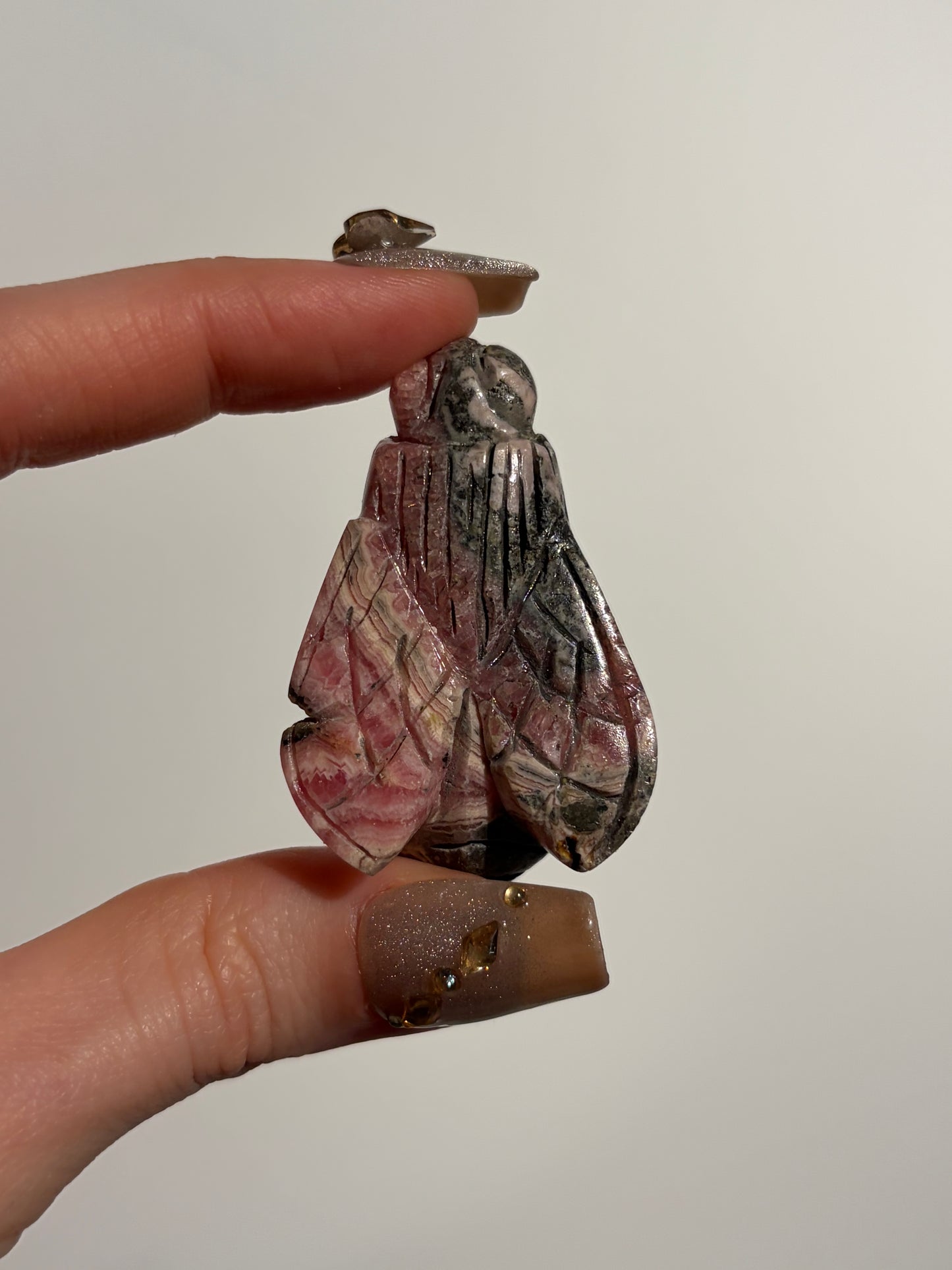 Banded Rhodochrosite Bee Carving B