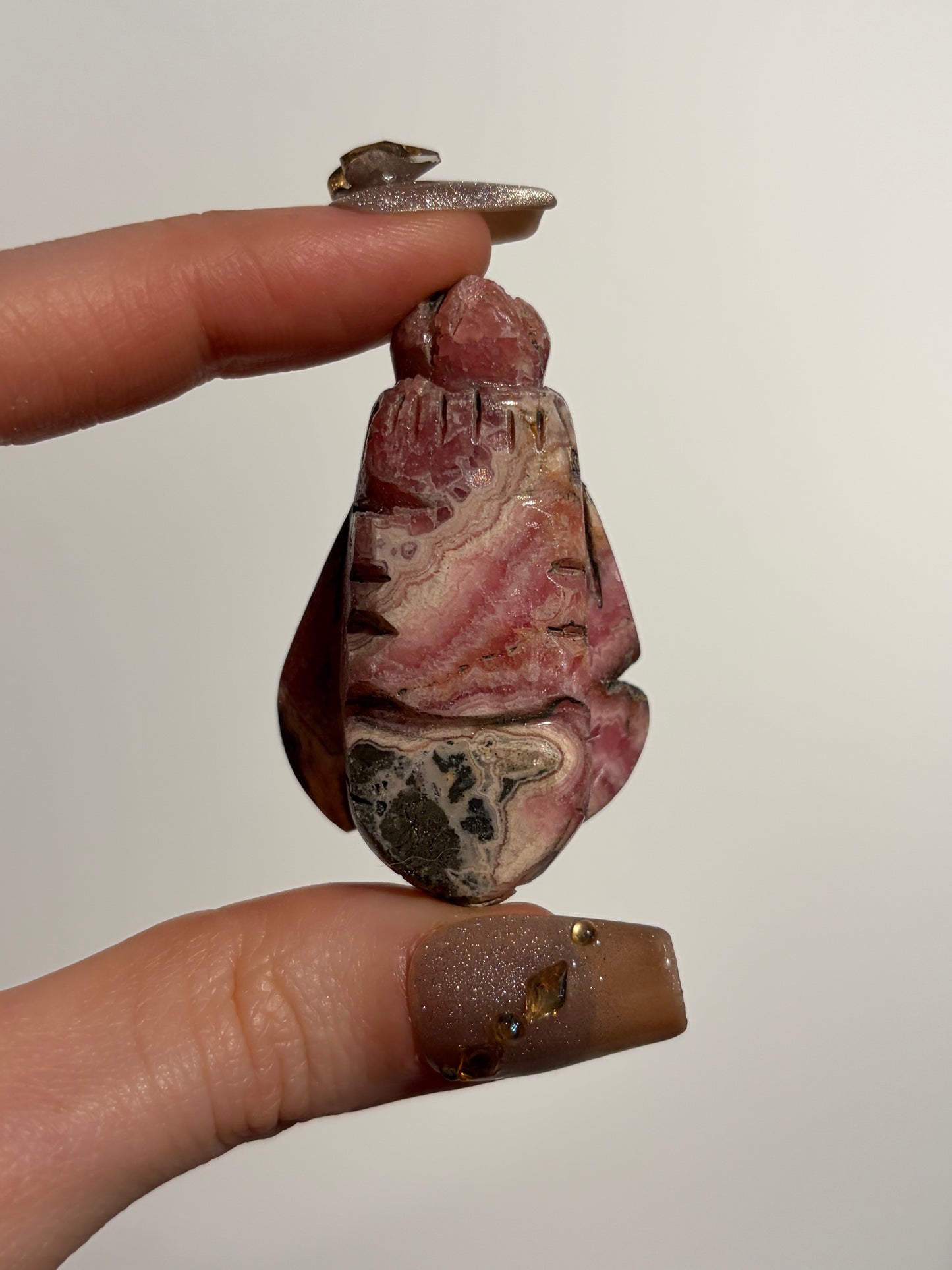 Banded Rhodochrosite Bee Carving B