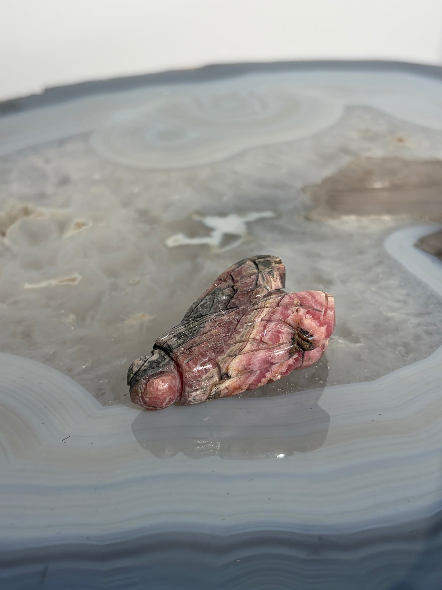 Banded Rhodochrosite Bee Carving B