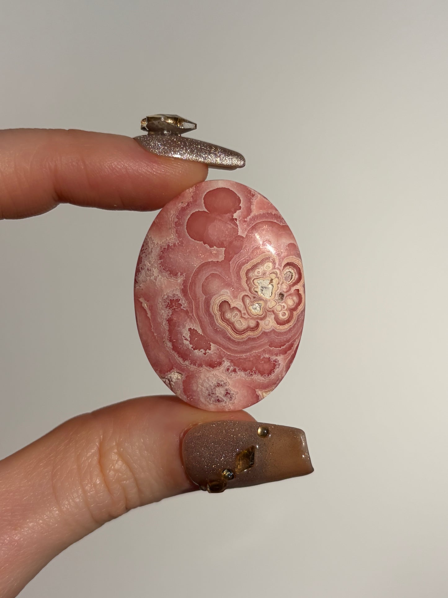 Floral Banded Rhodochrosite Oval Cabochon A