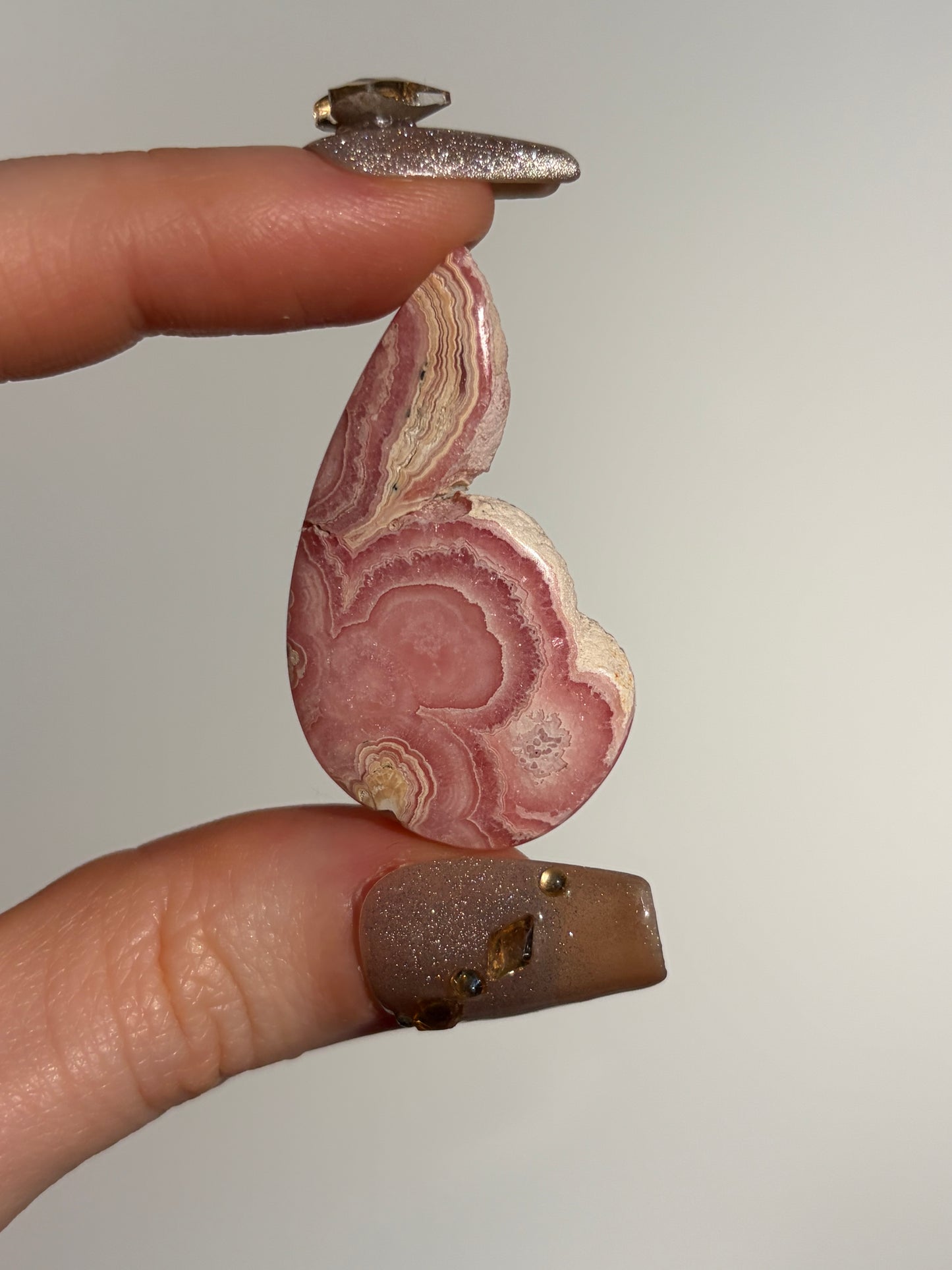 Floral Banded Rhodochrosite Teardrop Cabochon C