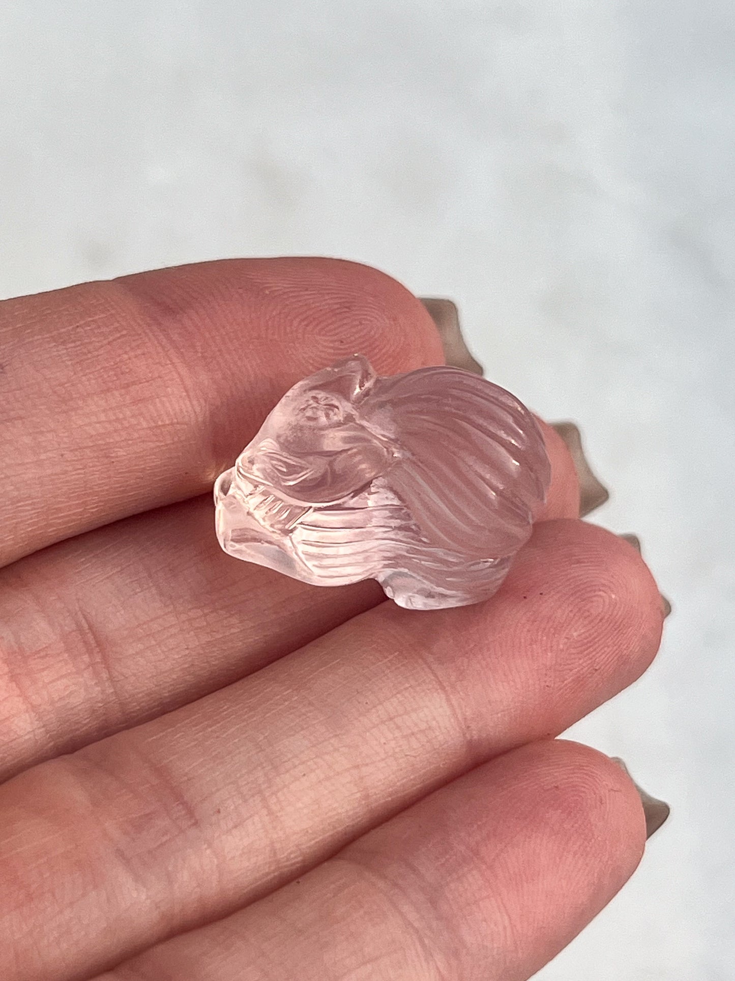 Rose Quartz Nine Tail Fox Carving